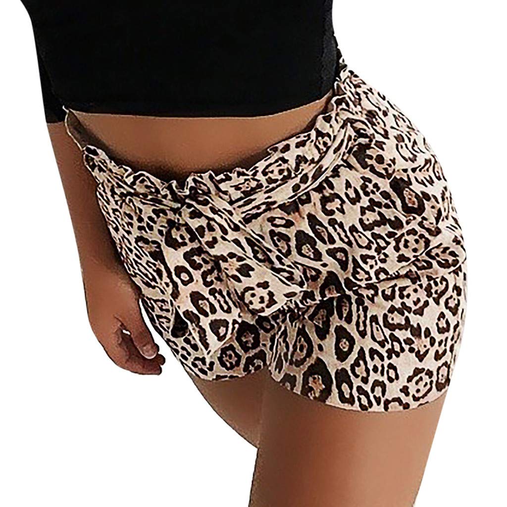 Women's High Waist Leopard Print Shorts with Pockets - Summer Casual Hot Pants for Beach & Outings