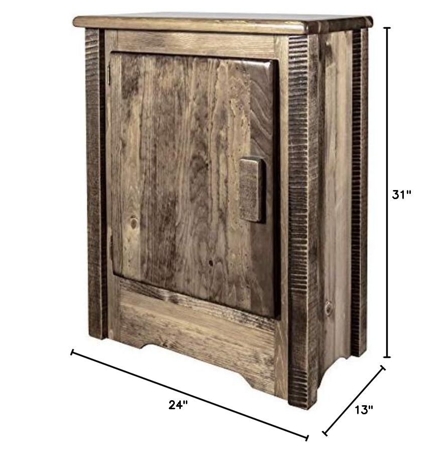 Montana Woodworks Homestead Collection Accent Cabinet - Left Hinged, Stained & Clear Lacquer Finish - Perfect for Living Room, Bedroom, or Entryway Storage