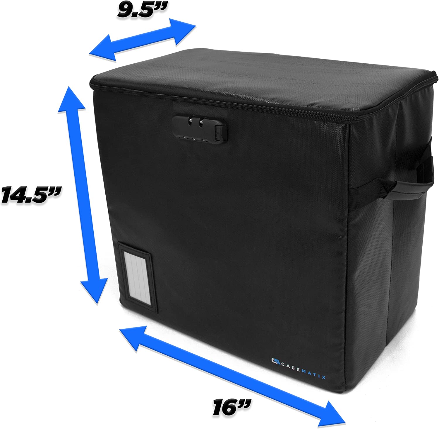 CASEMATIX Fireproof Comic Book Storage Box - Holds 30+ CGC Graded Comics with 3 Padded Dividers & Lock - Secure Display & Protection for Collectible Comics at Home or Comic Conventions