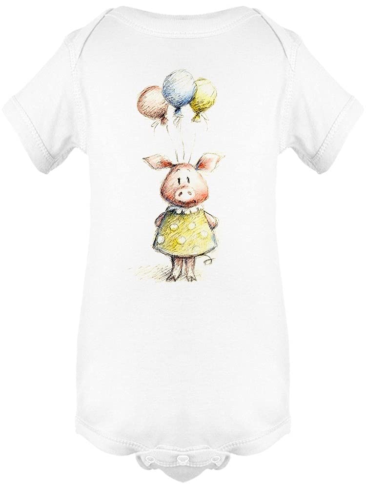 Smartprints Baby Girl Bodysuit with Pig & Balloons Design - Cute Outfit for Newborns, Infants & Toddlers - Perfect for Birthdays, Photo Shoots & Playtime
