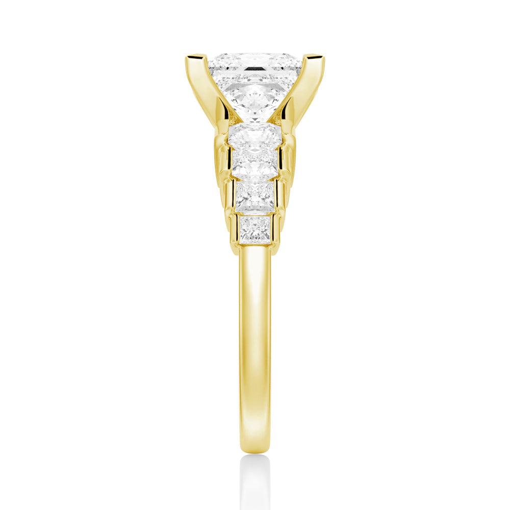 Exquisite Cinderella Staircase Princess Cut Moissanite Wedding Ring Set for Couples - Matching His & Hers Bands for Engagement, Anniversary & Romantic Gifts