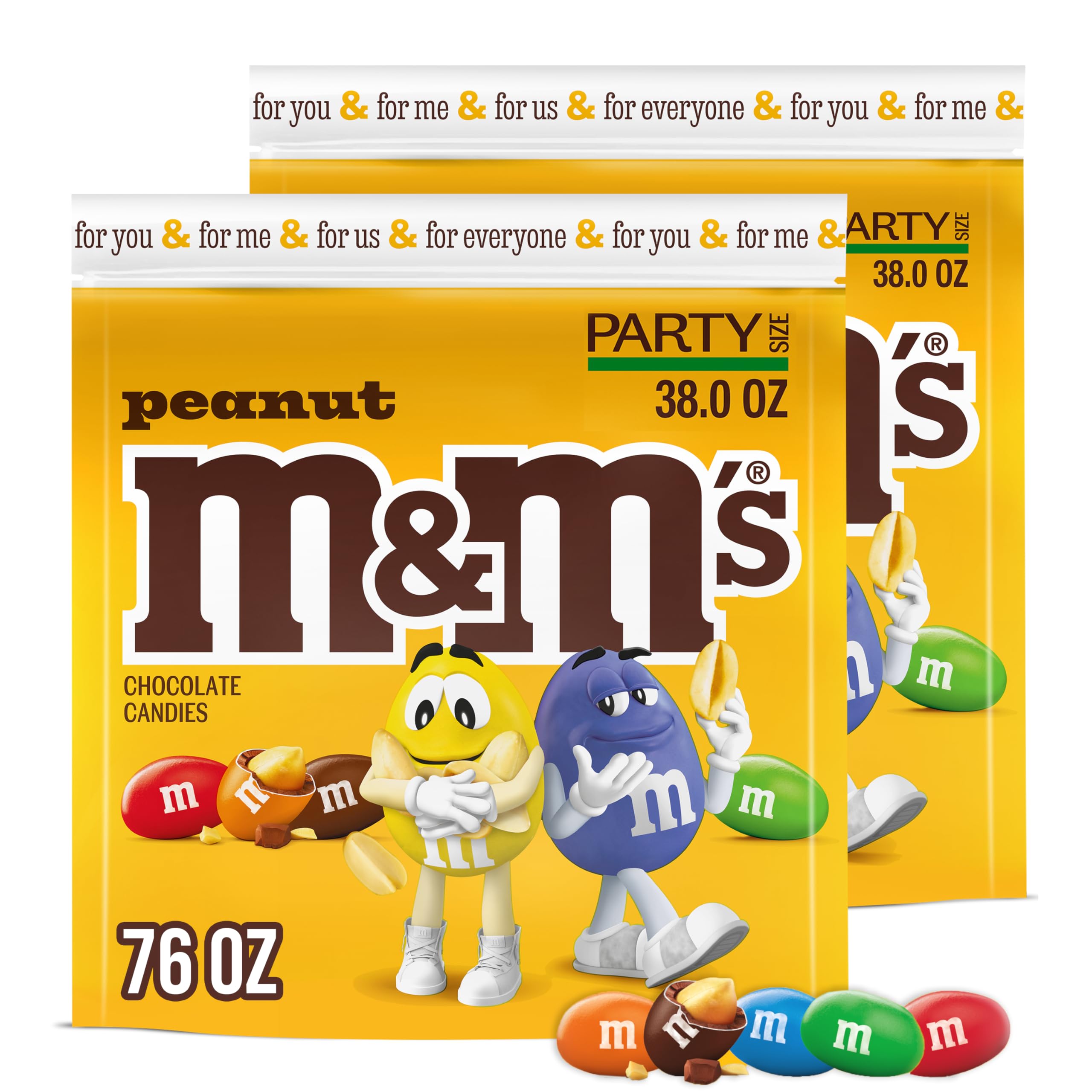 M&M'S Peanut Milk Chocolate Candy Bulk - Party Size 38 oz Bag (Pack of 2) - Perfect for Halloween, Christmas, Birthday Parties & Office Snacks