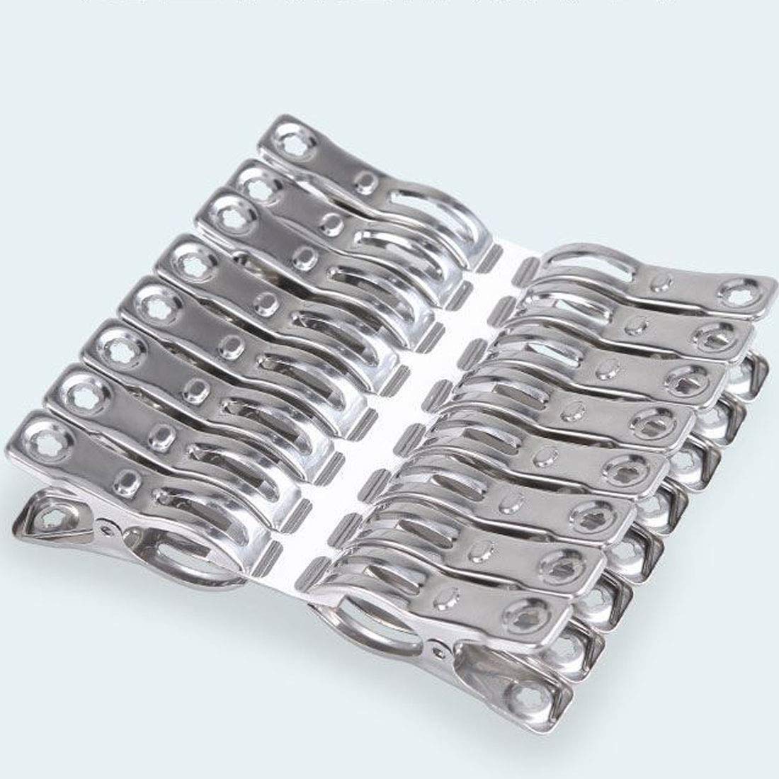 32 Pack Heavy Duty Stainless Steel Clothes Pins - Metal Beach Chair Towel Clips, Garden Row Cover Clamps & Greenhouse Clips for Outdoor, Poolside, and Gardening Use