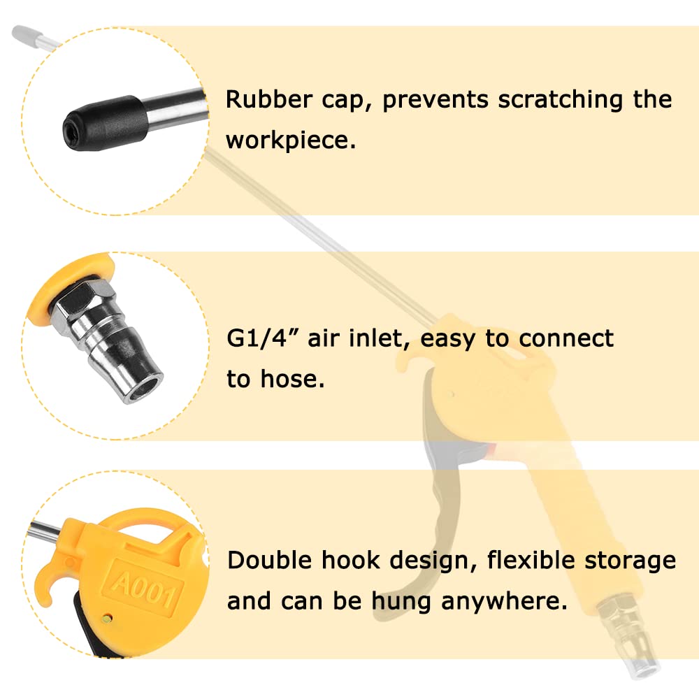 Watris Veiyi High Volume Air Blow Gun - 10 Inch Aluminum Alloy Nozzle for Dust Cleaning, Pneumatic Air Compressor Accessories | Ideal for Workshop, Garage, DIY Projects & Industrial Cleaning