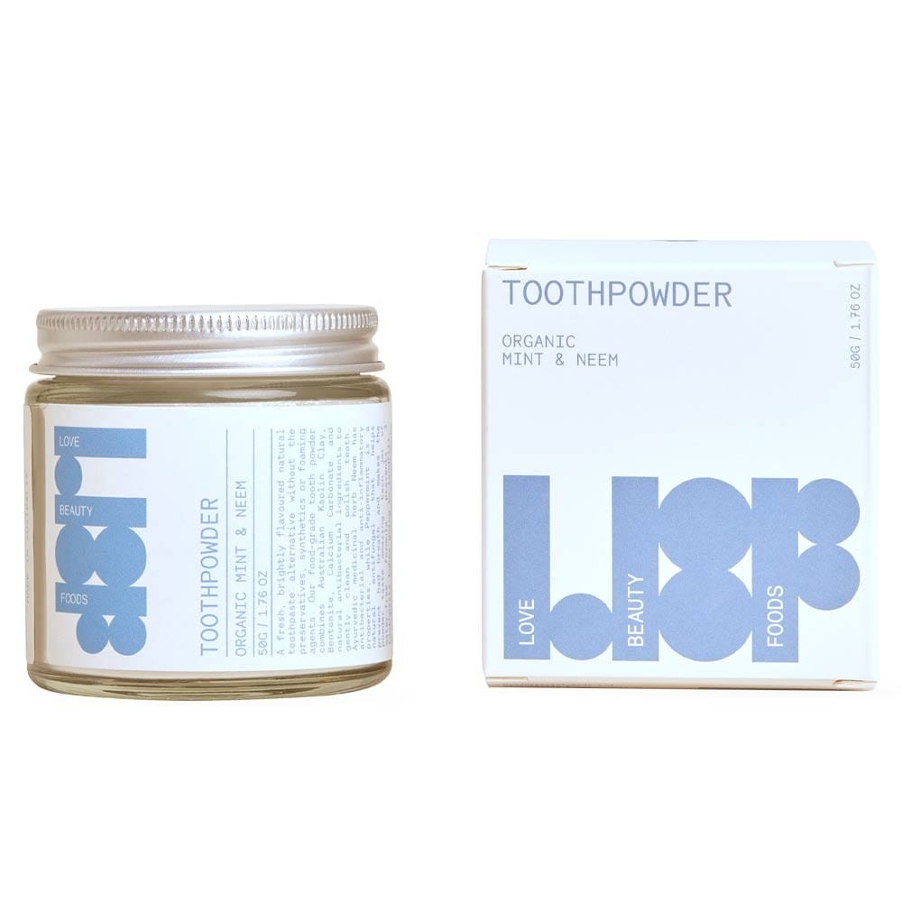 Love Beauty Foods Natural Tooth Powder 50g - Mint & Neem for Teeth Whitening & Fresh Breath | Organic Dental Care for Daily Oral Hygiene & Travel Use