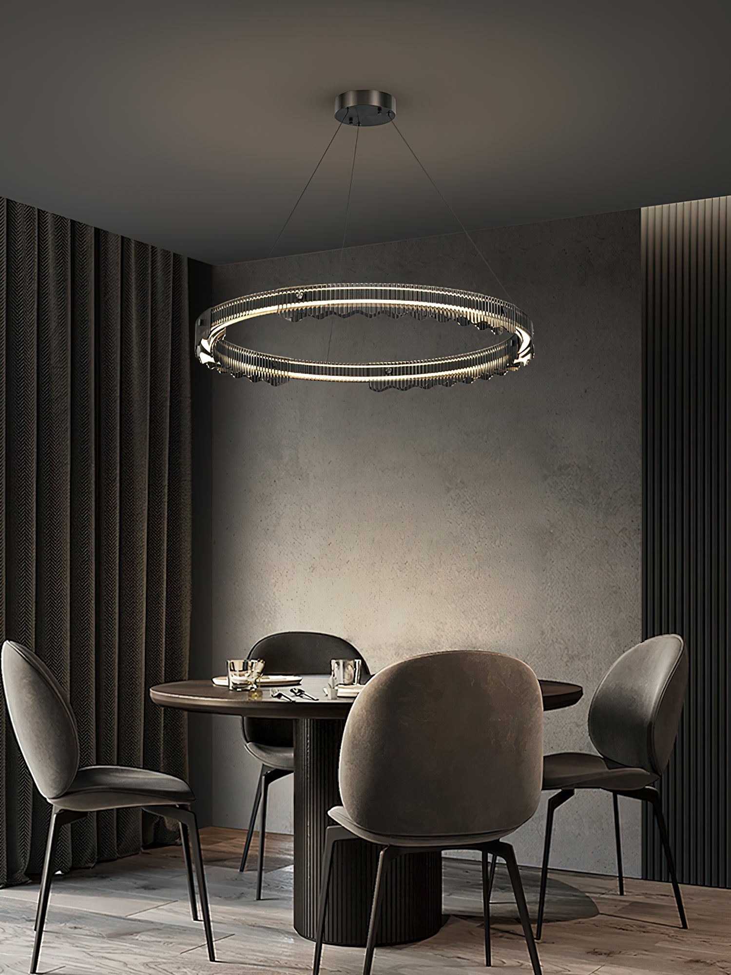 Elegant Striped Glass Chandelier - Modern Luxury Lighting Fixture for Dining Room, Bedroom, or Living Room Decor