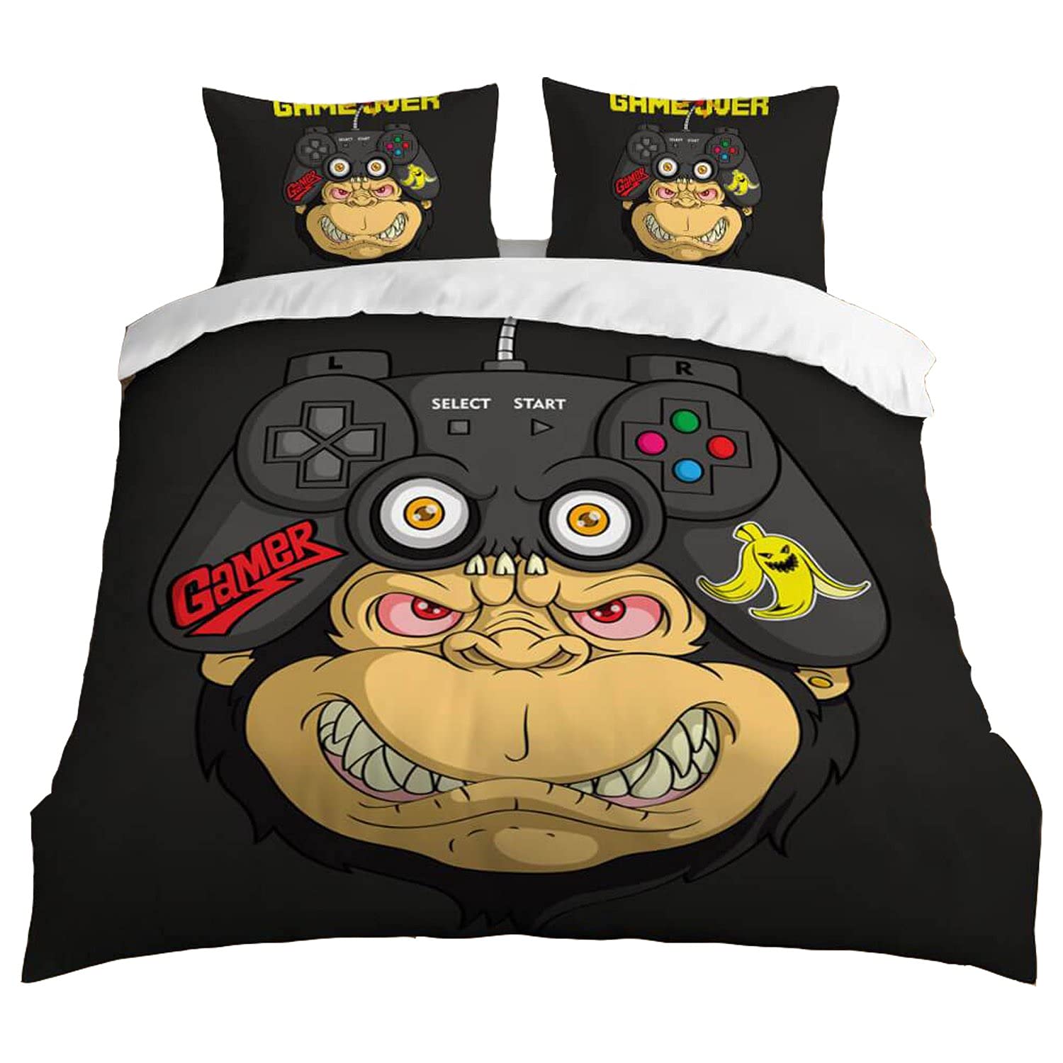 SuperArtVibe 3-Piece Gaming Bedding Set for Boys & Girls - Twin Size Duvet Cover with 2 Pillowcases (No Comforter) - Perfect for Teens, Kids Rooms & Birthday Gifts - Soft & Durable for Gaming Themed Bedrooms