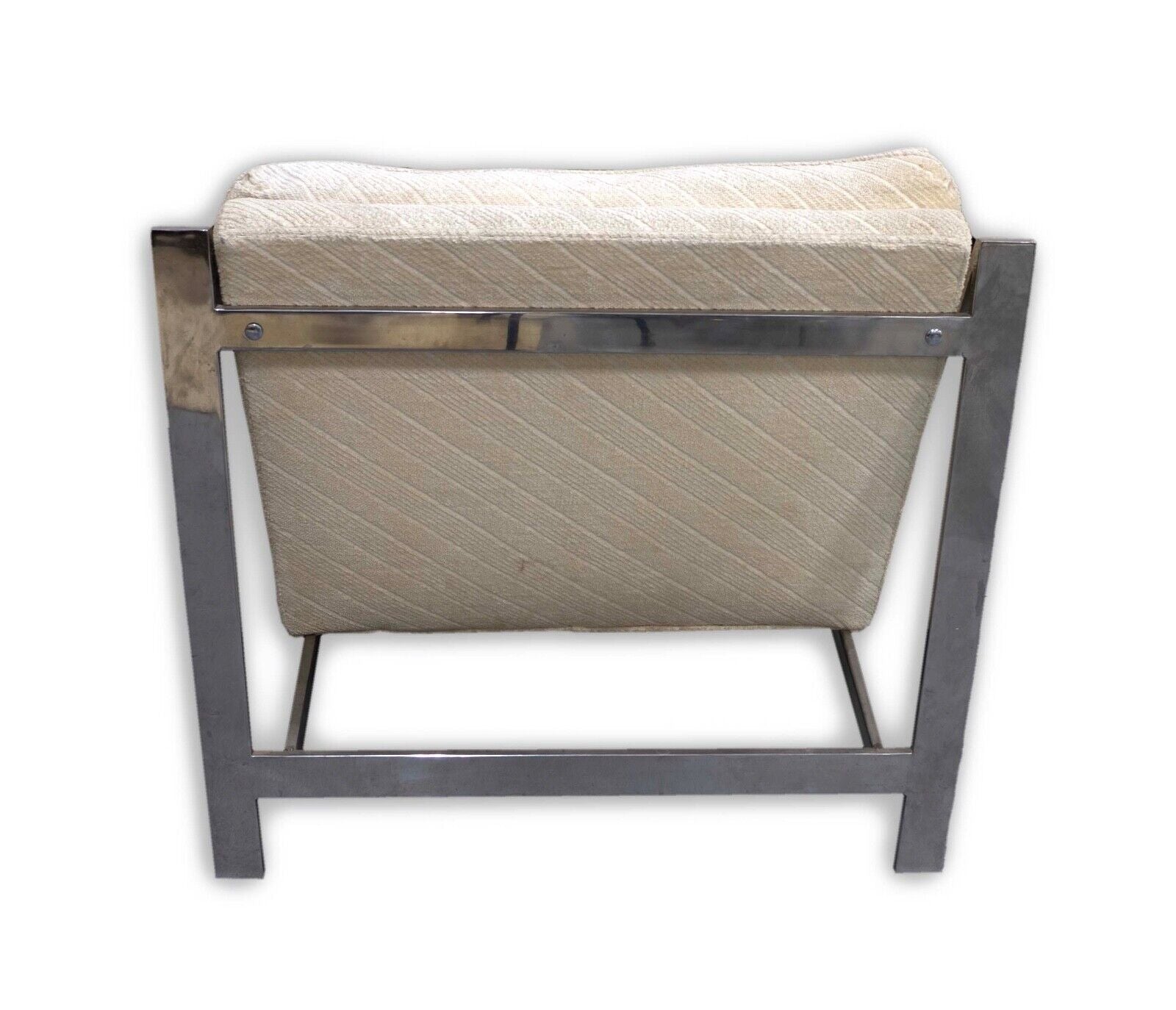 Milo Baughman Mid Century Modern Chrome Lounge Armchair - Flat Bar Design for Living Room, Office & Lounge Areas