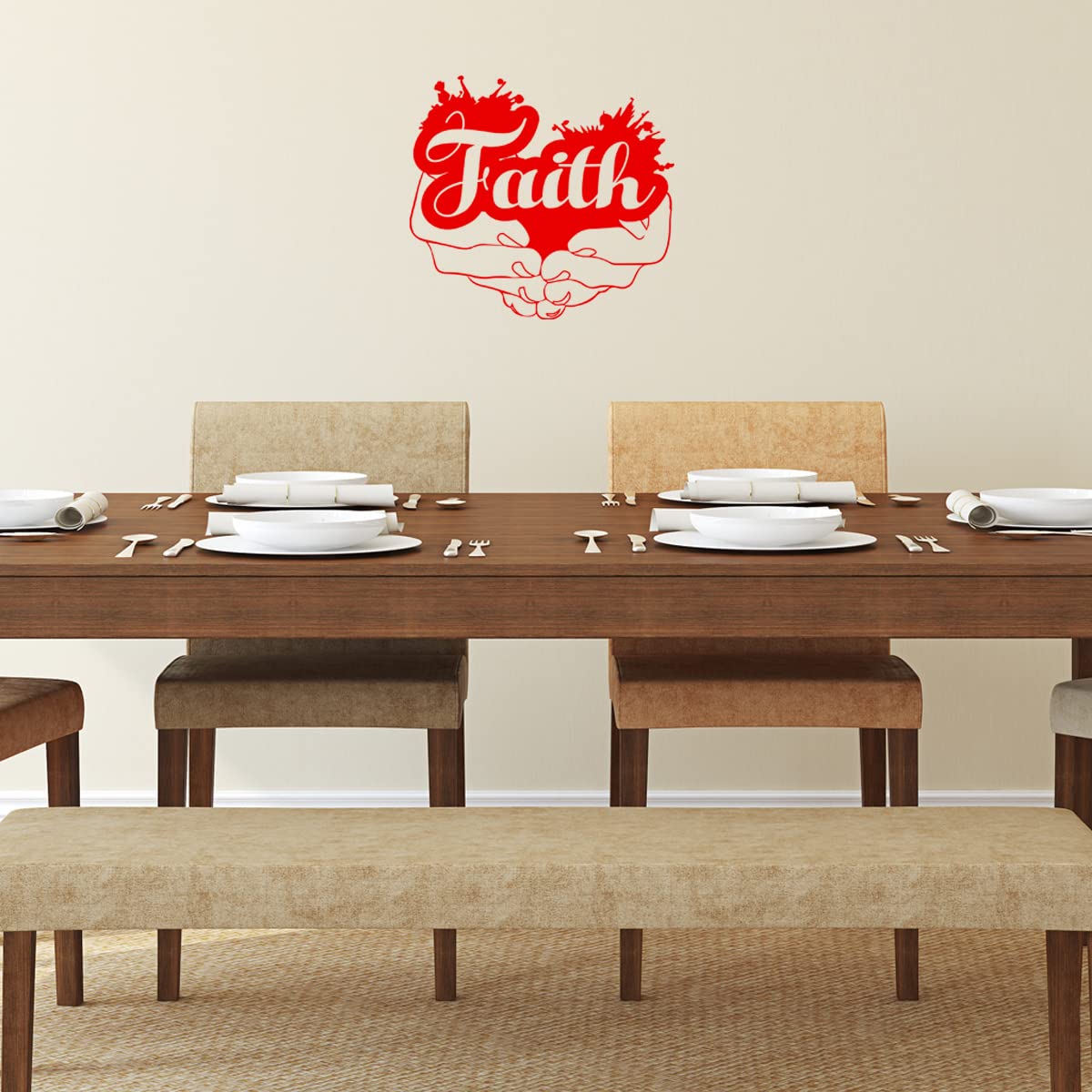 VWAQ Faith Hands Wall Decal - Christian Religious Home Decor Art (18