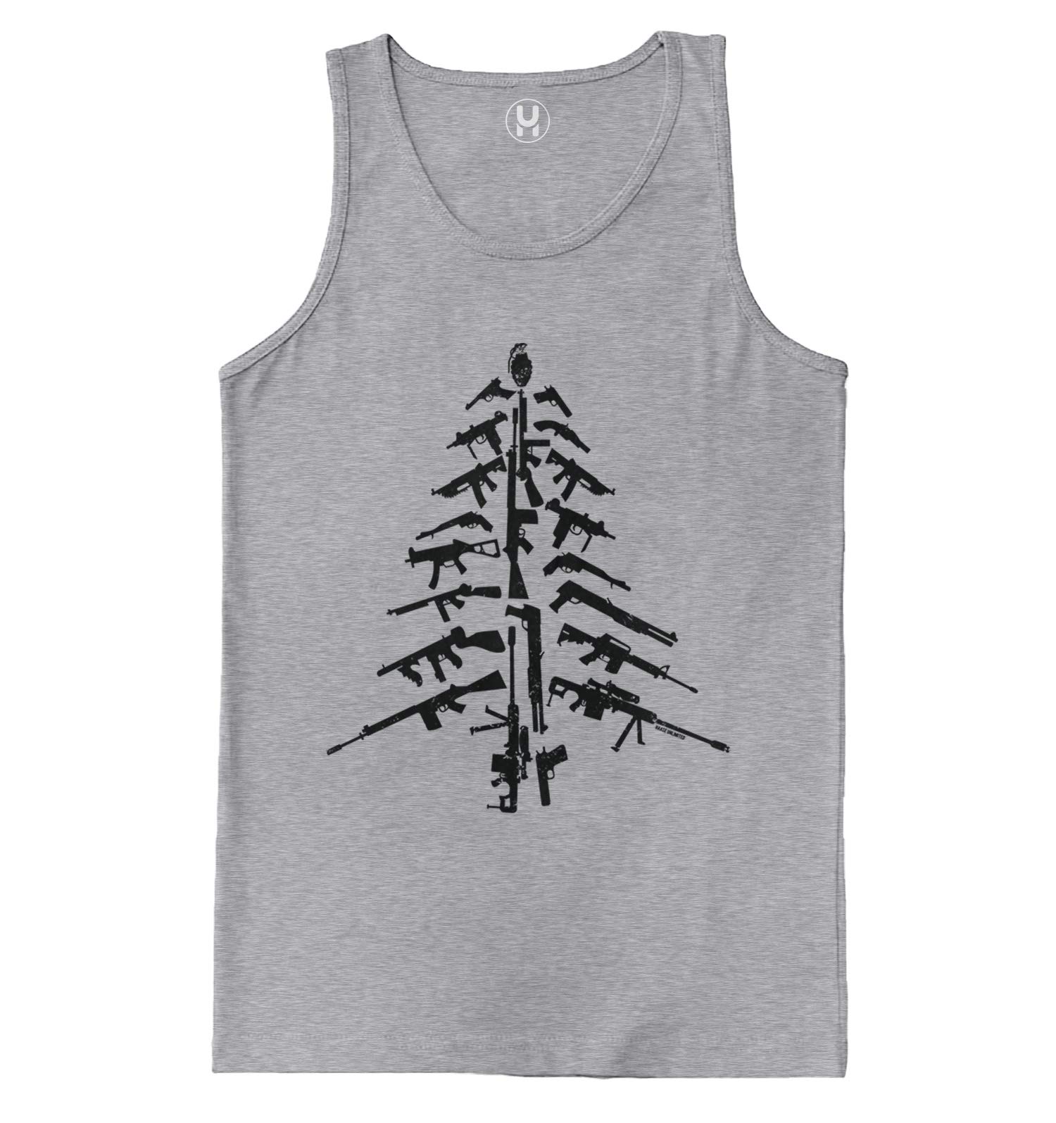 Haase Unlimited Gun Christmas Tree Assault Rifle Men's Tank Top - Military & Patriotic Graphic Tee for Christmas, Hunting, and Outdoor Activities