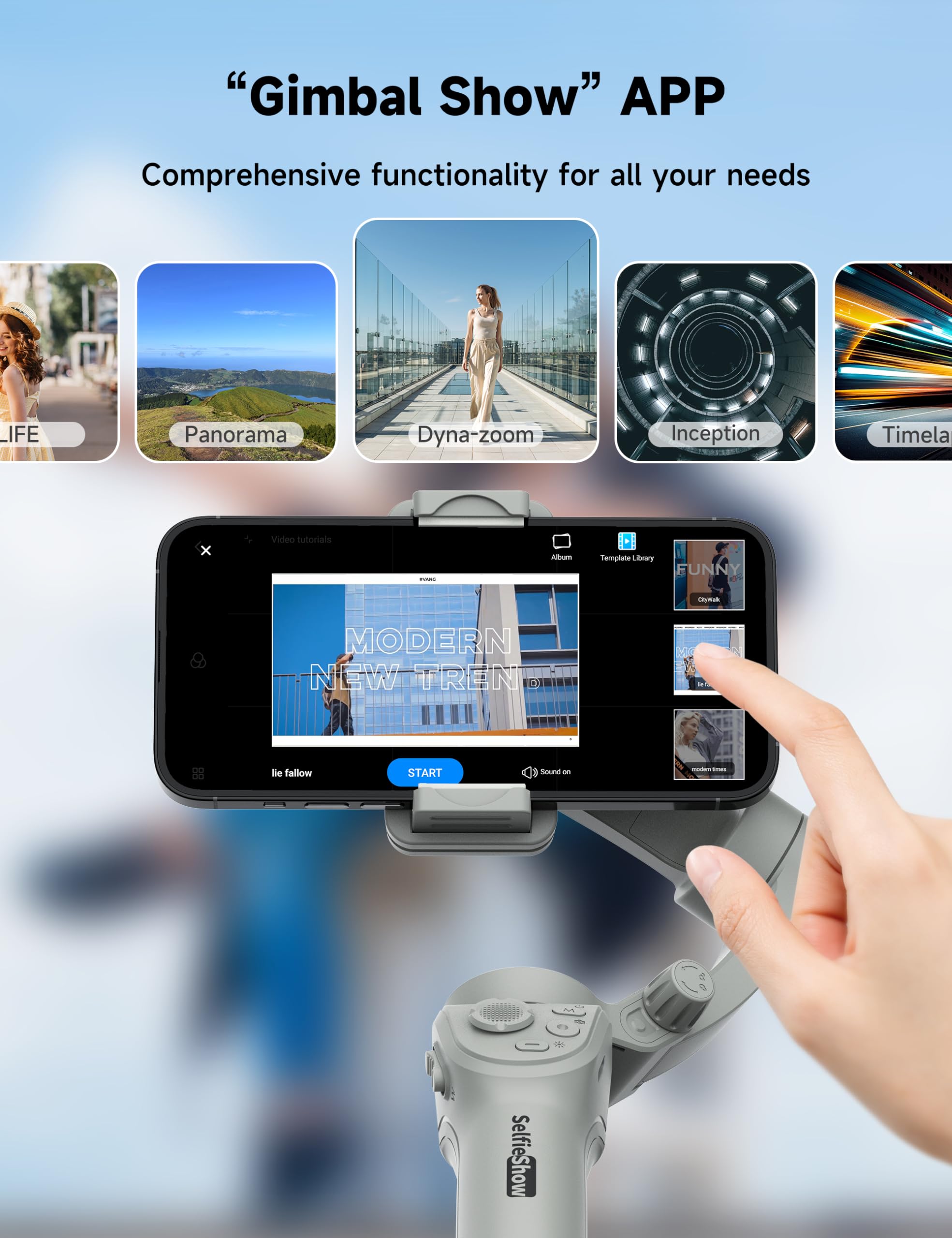 3-Axis Smartphone Gimbal Stabilizer with Face/Object Tracking - Portable Foldable Vlogging Stabilizer for iPhone 15/14/13/12 & Android - Perfect for YouTube, TikTok, Live Streaming & Travel Videos