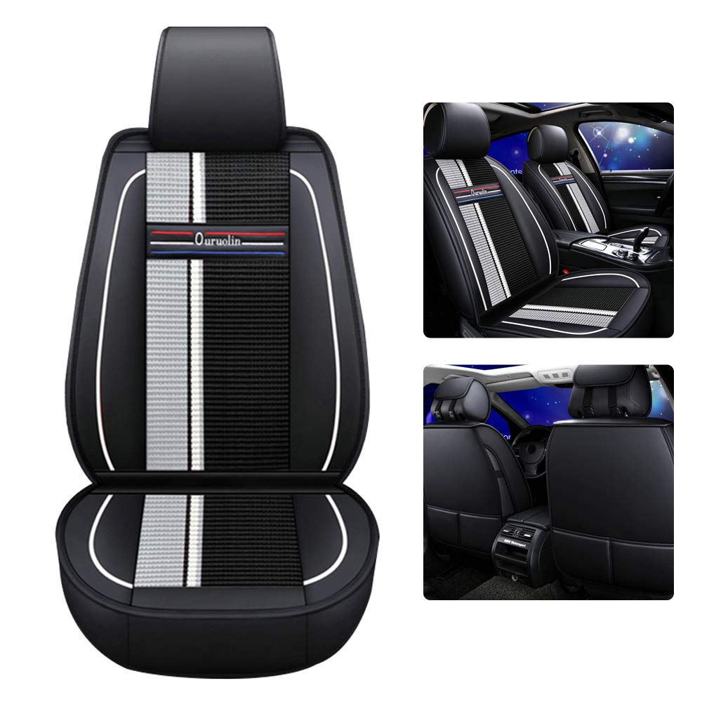 Premium PU Leather Waterproof Car Seat Covers for Mercedes-Benz Sprinter - Front Seat Protection (2PCS, Black & White) | Comfortable & Durable for Daily Commute, Road Trips & Family Travel