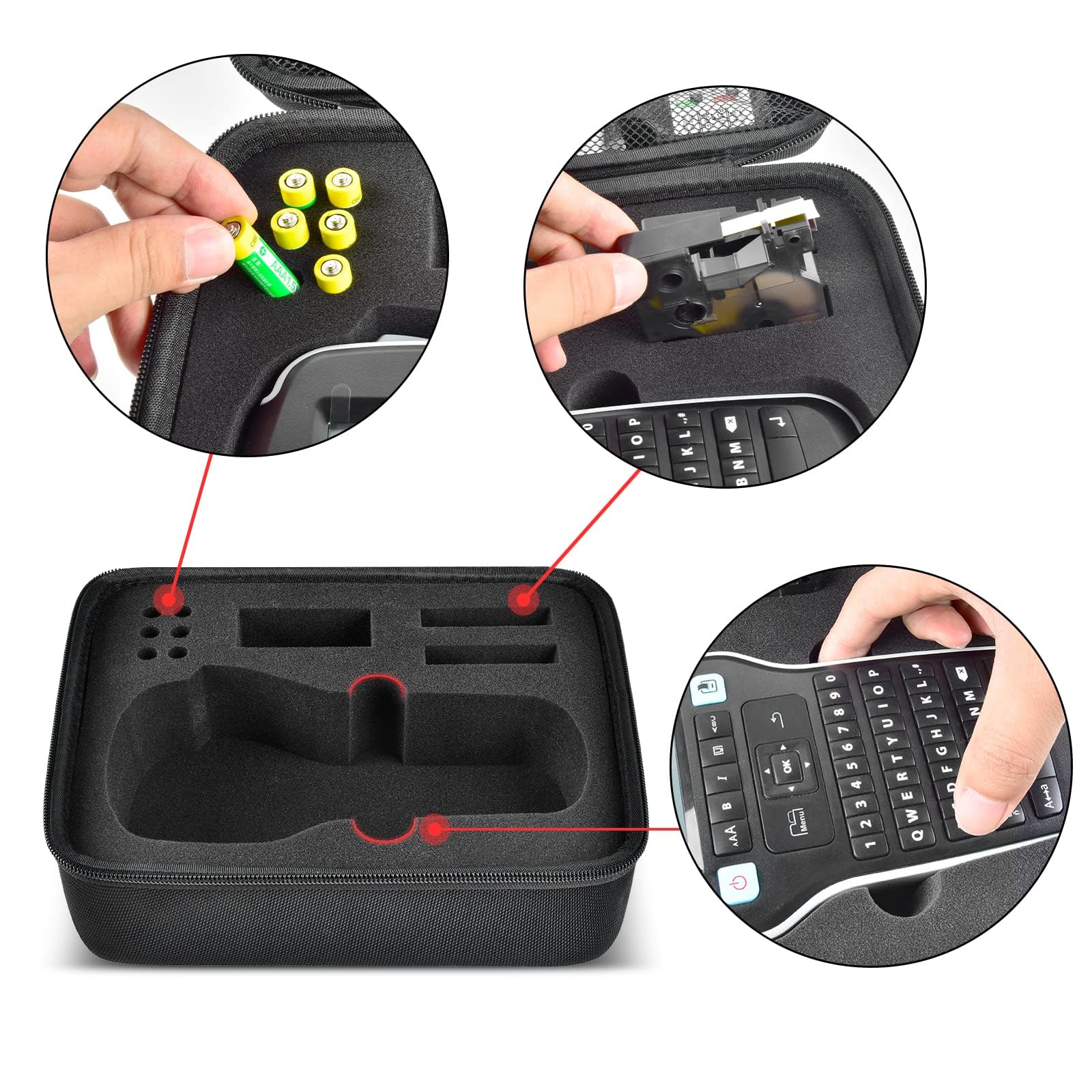DYMO Label Maker Case Compatible with LabelManager 160 & 280 - Portable Storage Organizer for AC Adapter, Tape Cartridges & Accessories (Black Box) - Perfect for Office, Home & Travel Labeling Needs