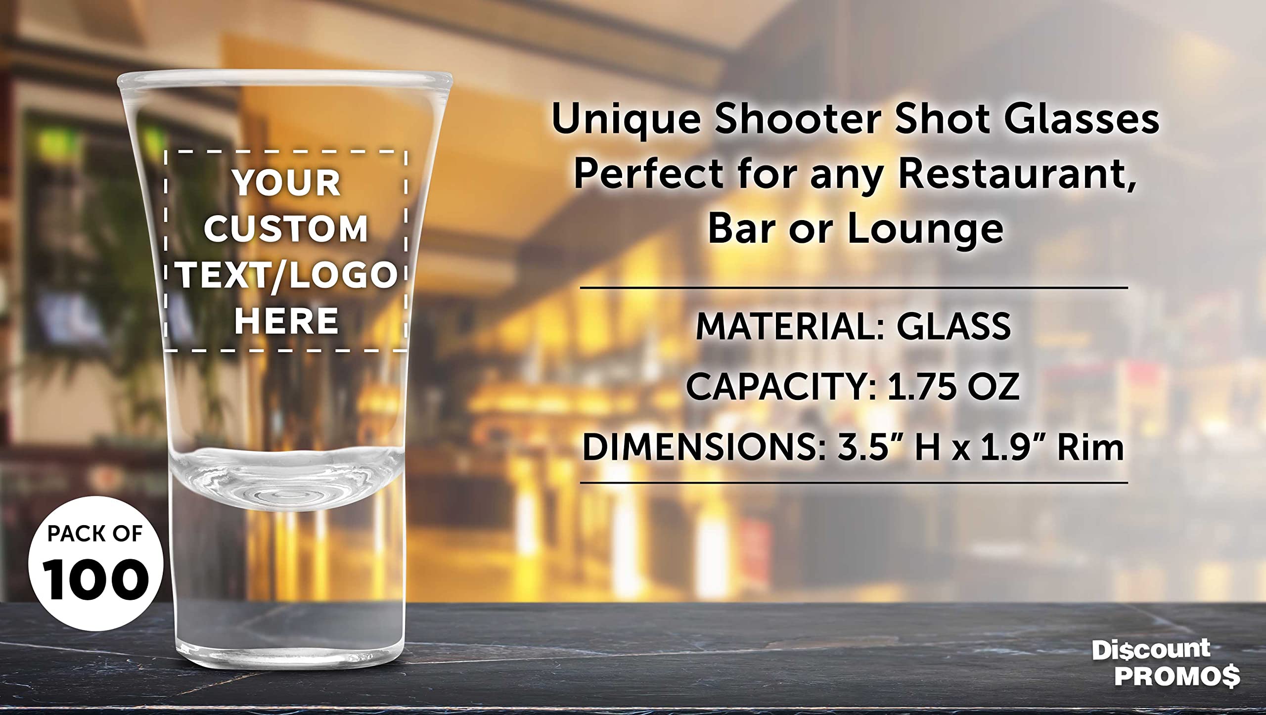 Custom 2 oz. Lord Shooter Etched Shot Glasses - 100 Pack with Personalized Text & Logo - Perfect for 21st Birthday Parties, Barware, and Lounge Glassware - Clear Glass Drinking Cups for Cocktails, Whiskey, and Party Favors