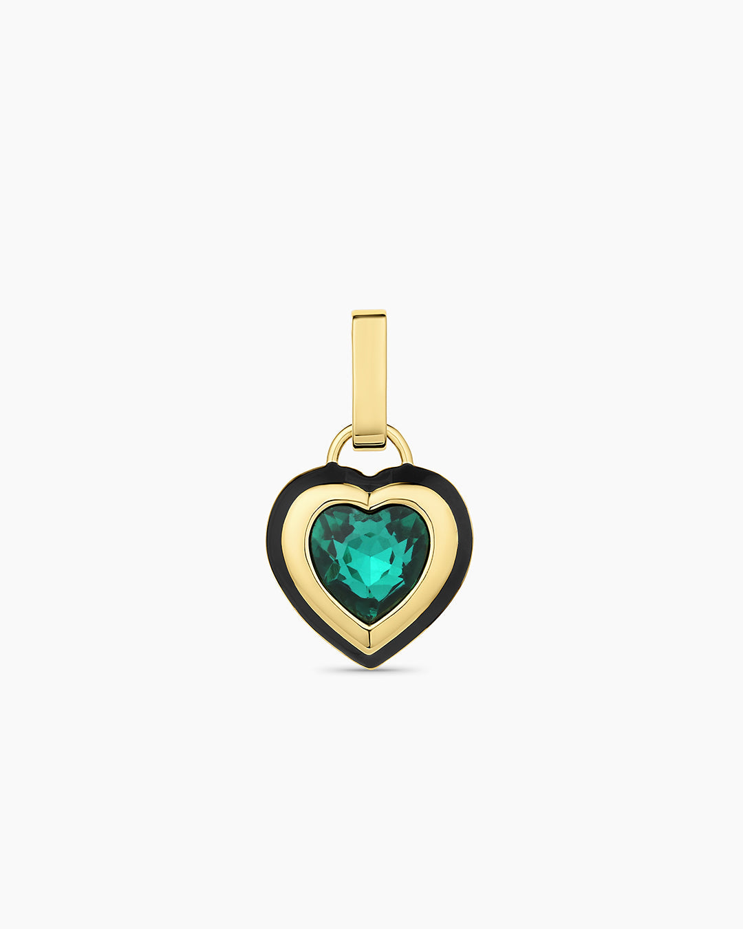 Emerald Heart Tag Charm - Elegant Jewelry Pendant for Necklace, Bracelet & Gift - Perfect for Valentine's Day, Anniversary & Special Occasions