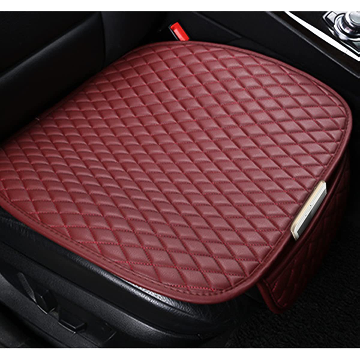 Premium Moly Magnolia Leather Car Seat Cover & Protector - Universal Fit for 90% Cars, SUVs & Vehicles - Comfortable Auto Interior Accessories for Men & Women (Red) - Perfect for Road Trips, Commuting & Protecting Your Seats