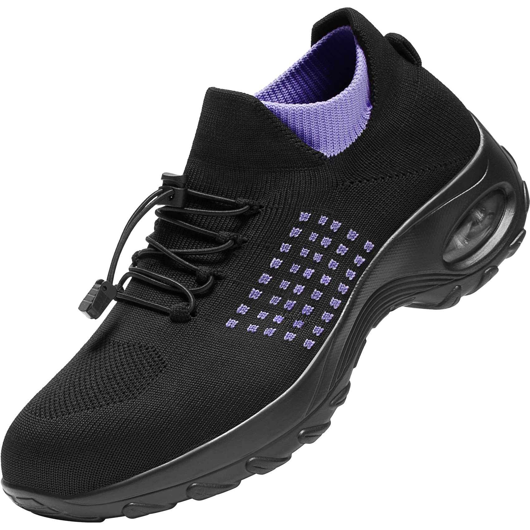 FENLERN Women's Steel Toe Work Shoes - Lightweight Air Cushion Safety Sneakers with Slip-On Design | OSHA Compliant for Construction, Warehouse & Outdoor Activities