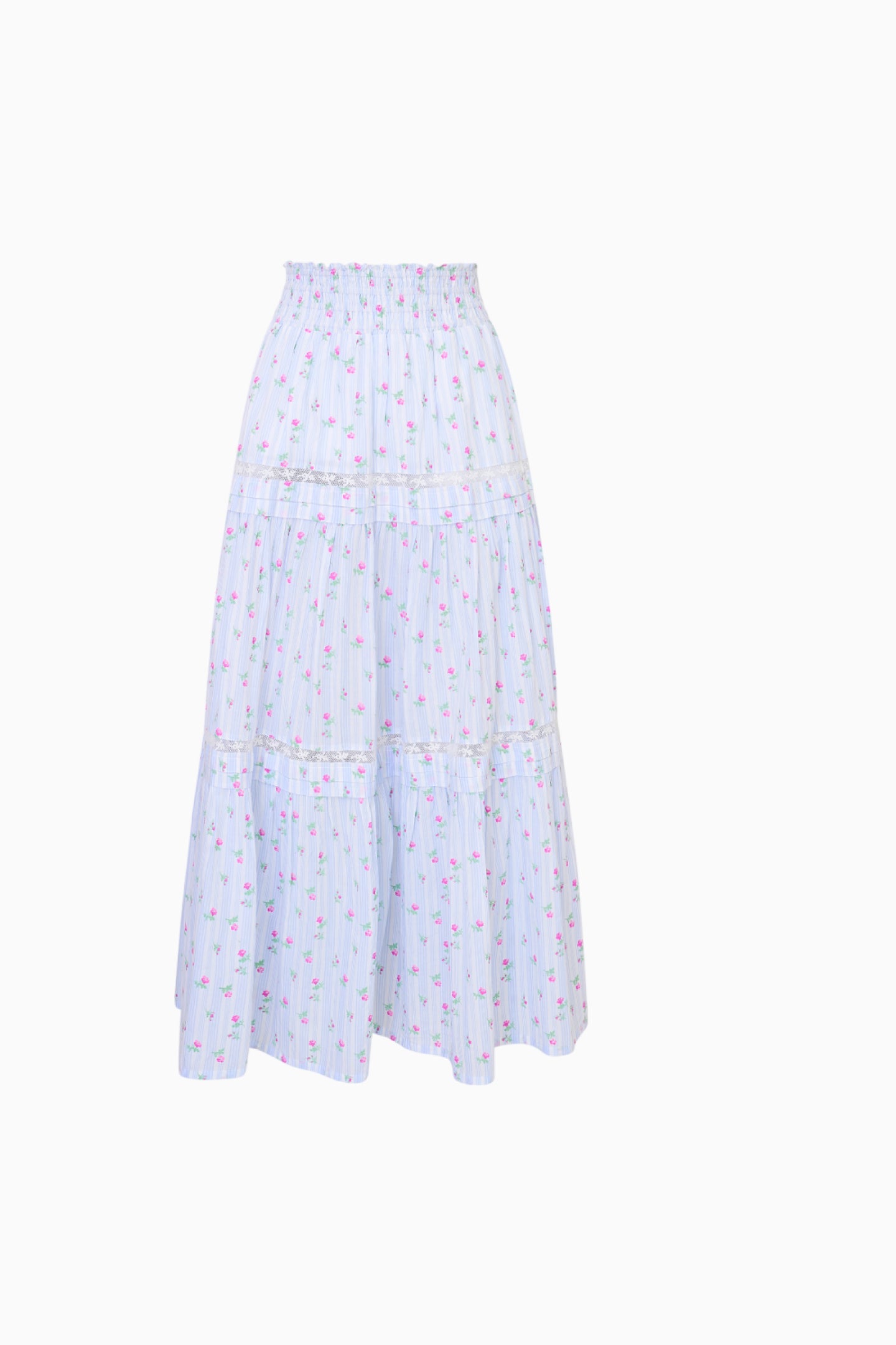 Phia Women's Cotton Floral Tiered Maxi Skirt - Boho Summer Beach Dress with Pockets | Perfect for Vacations, Music Festivals & Casual Outings