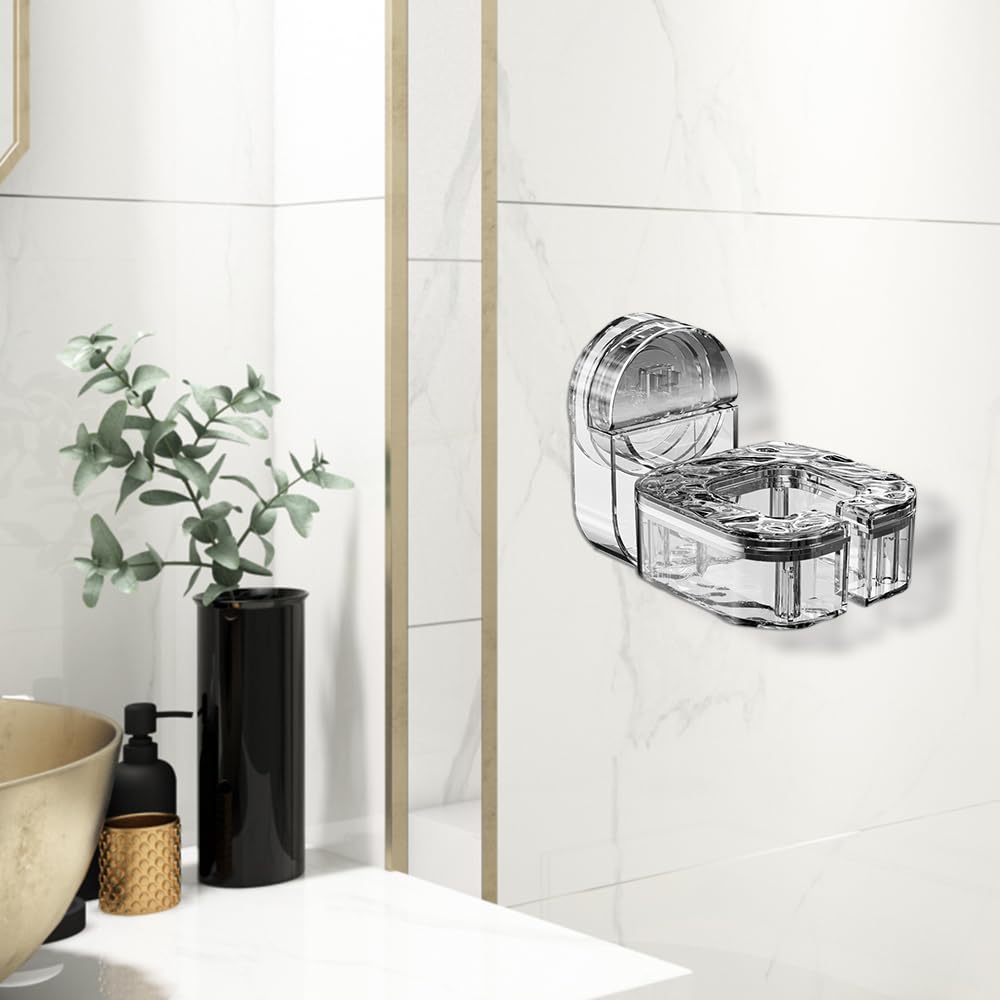2025 Upgraded Rotating Hair Dryer Rack - Punch-Free Wall Mount Organizer for Hair Dryers & Straighteners | Transparent Silver Styling Tool Holder | Perfect for Bathroom, Salon & Home Organization