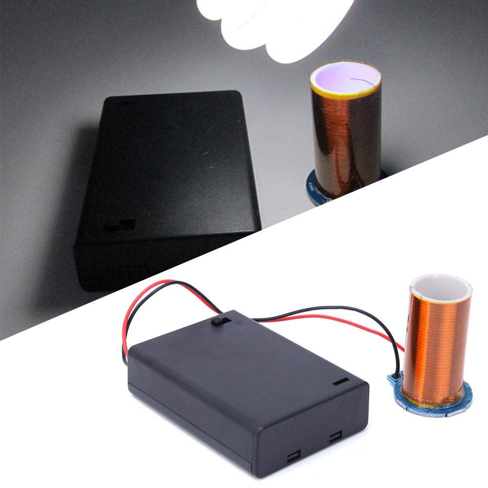 Mini Tesla Coil Kit - Dry Battery Powered DIY Science Project with Remote Ignition (No Electricity/Arc, Light Only) - Perfect for STEM Education, Science Experiments & Electronics Hobbyists
