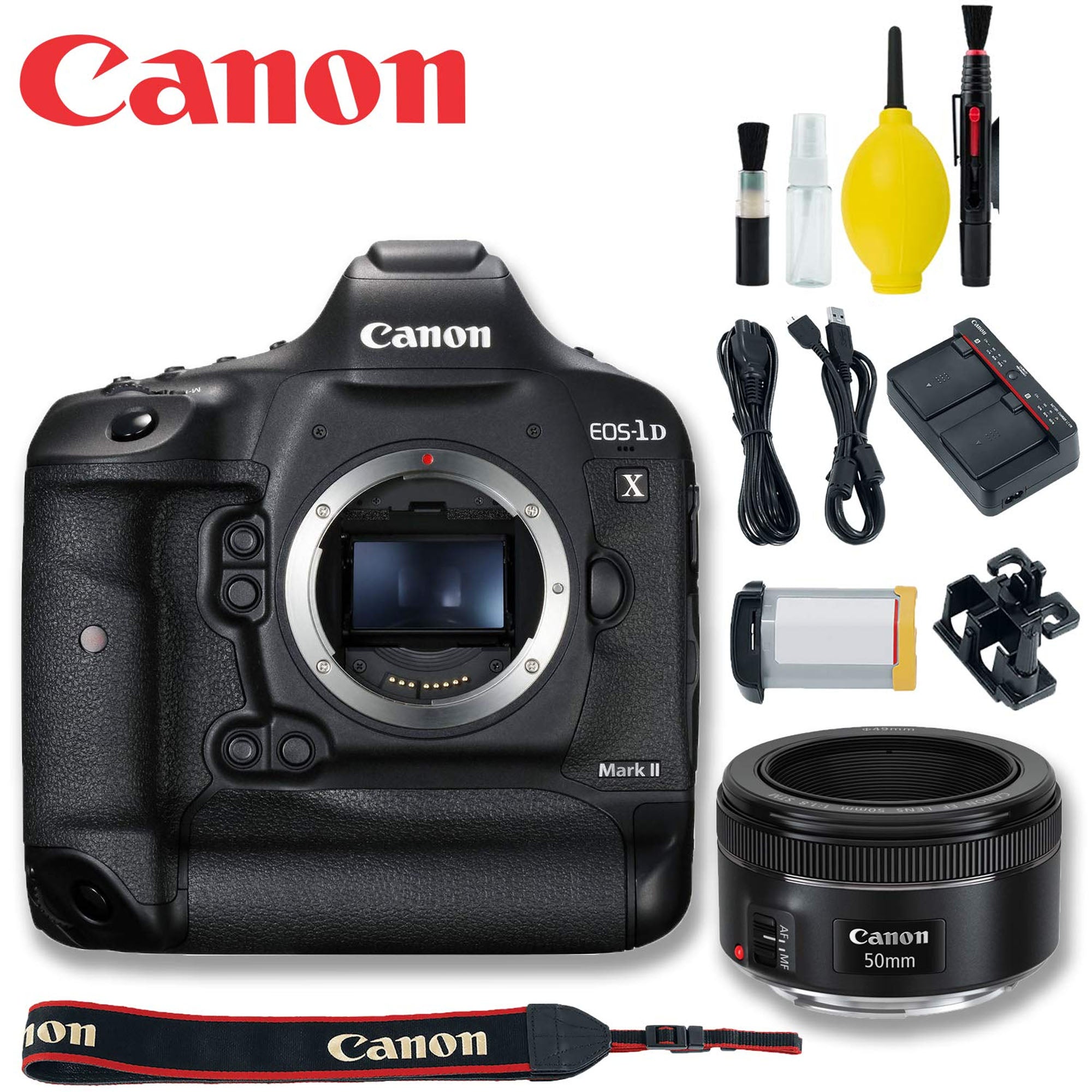 Canon EOS 1D X Mark II DSLR Camera with 50mm f/1.8 STM Lens - Professional Photography Kit for Sports, Wildlife & Wedding Photography
