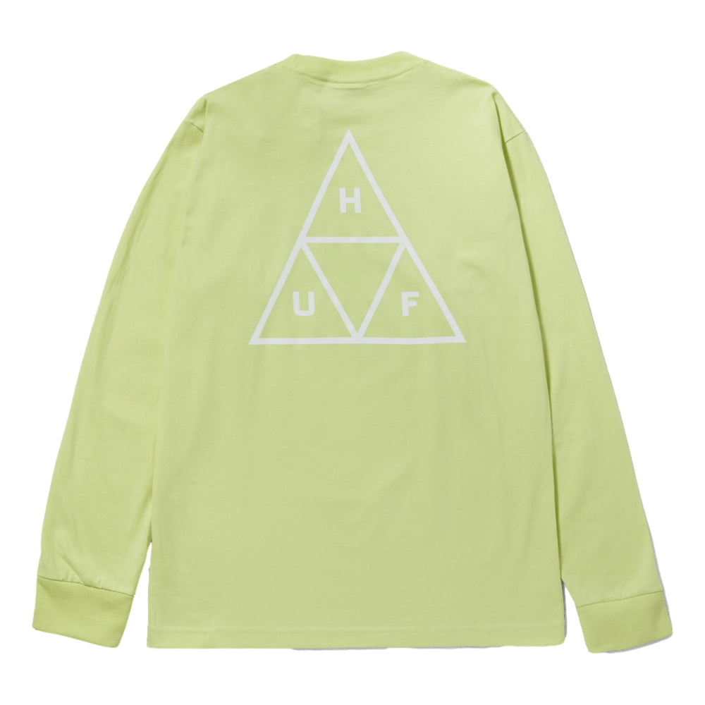 HUF Men's Long Sleeve T-Shirt - Lime Green Cotton Streetwear Tee for Casual Wear & Skateboarding