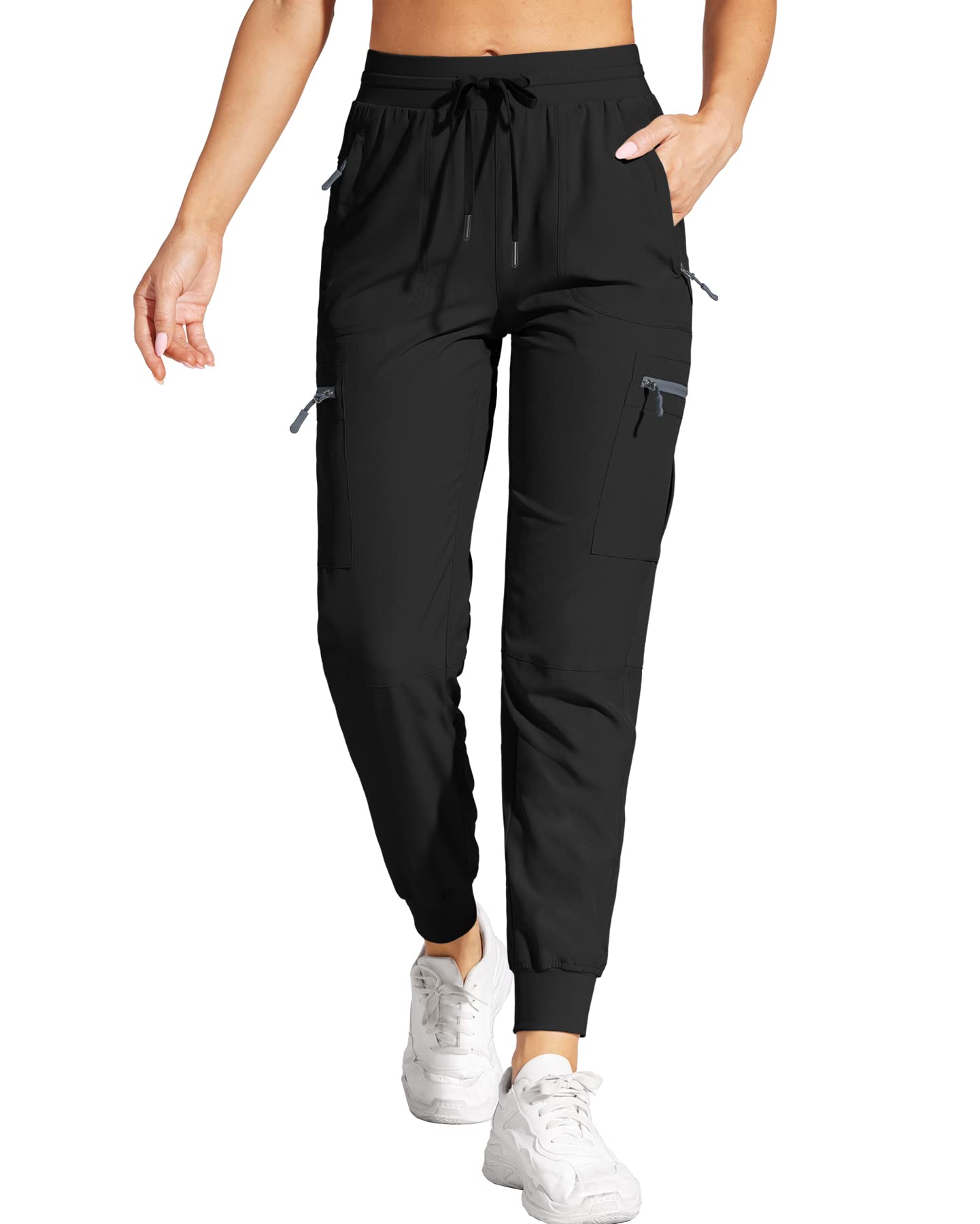 Women's Lightweight Quick-Dry Cargo Joggers - Water Resistant Hiking Pants with Zipper Pockets for Travel, Outdoor & Casual Wear | Perfect for Hiking, Camping & Everyday Comfort