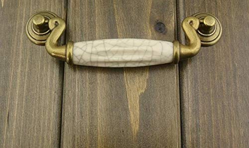 Bronze Drop Bail Ceramic Drawer Pulls - Rustic Kitchen Cabinet Handles for Home Decor
