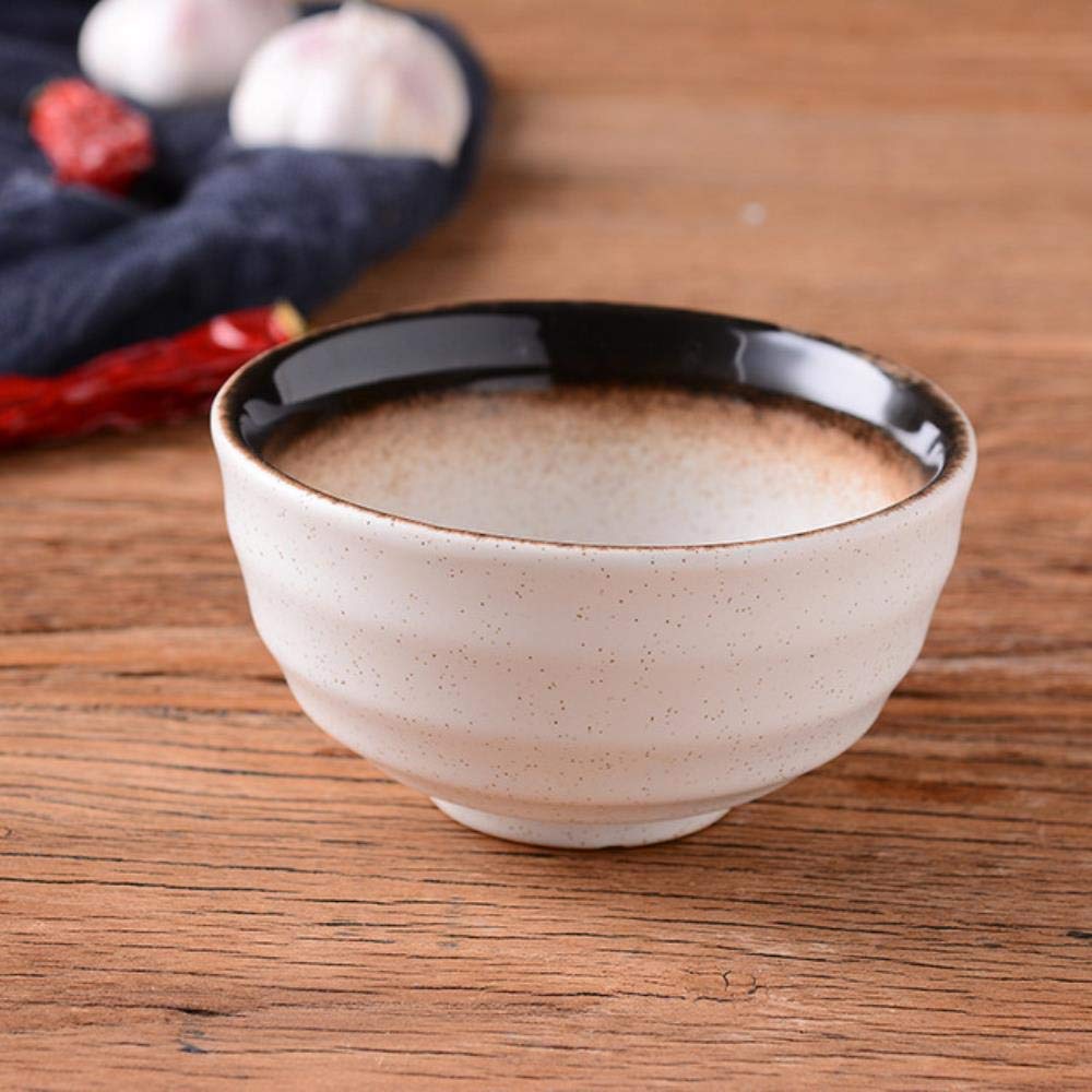 Premium Black Striped Ceramic Rice Bowl - Durable Household Tableware for Rice, Soup & Noodles | Ideal for Asian Cuisine, Daily Meals & Restaurant Use