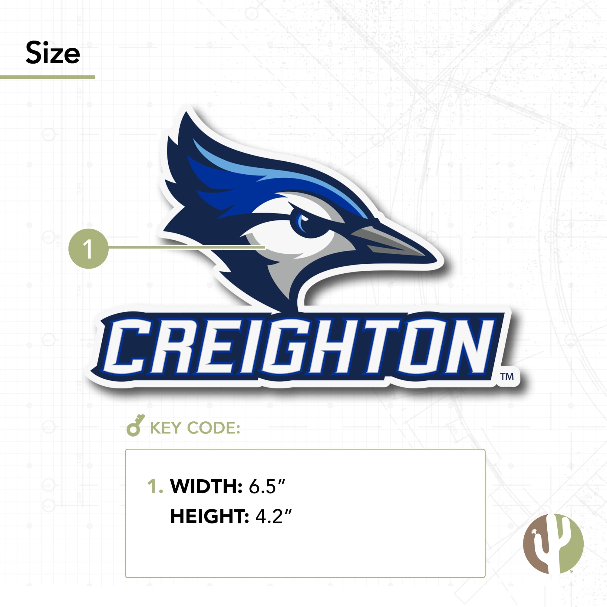 Creighton University CU Bluejays Desert Cactus Vinyl Decal Sticker - Waterproof Laptop, Water Bottle, Car, Scrapbook Decor - Perfect for College Dorms, School Spirit, Fan Gifts & DIY Crafts