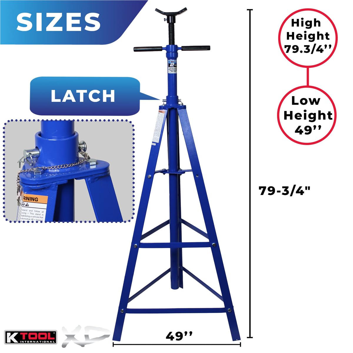 K Tool International XD61002 2 Ton Heavy Duty Automotive Tripod Stand - 4,000lb Capacity, Adjustable 49