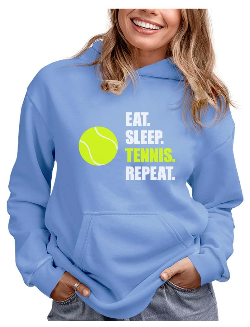 Eat Sleep Tennis Repeat Hoodie - Women's Sports Apparel for Tennis Players & Teen Girls - Perfect for Training, Matches & Casual Wear