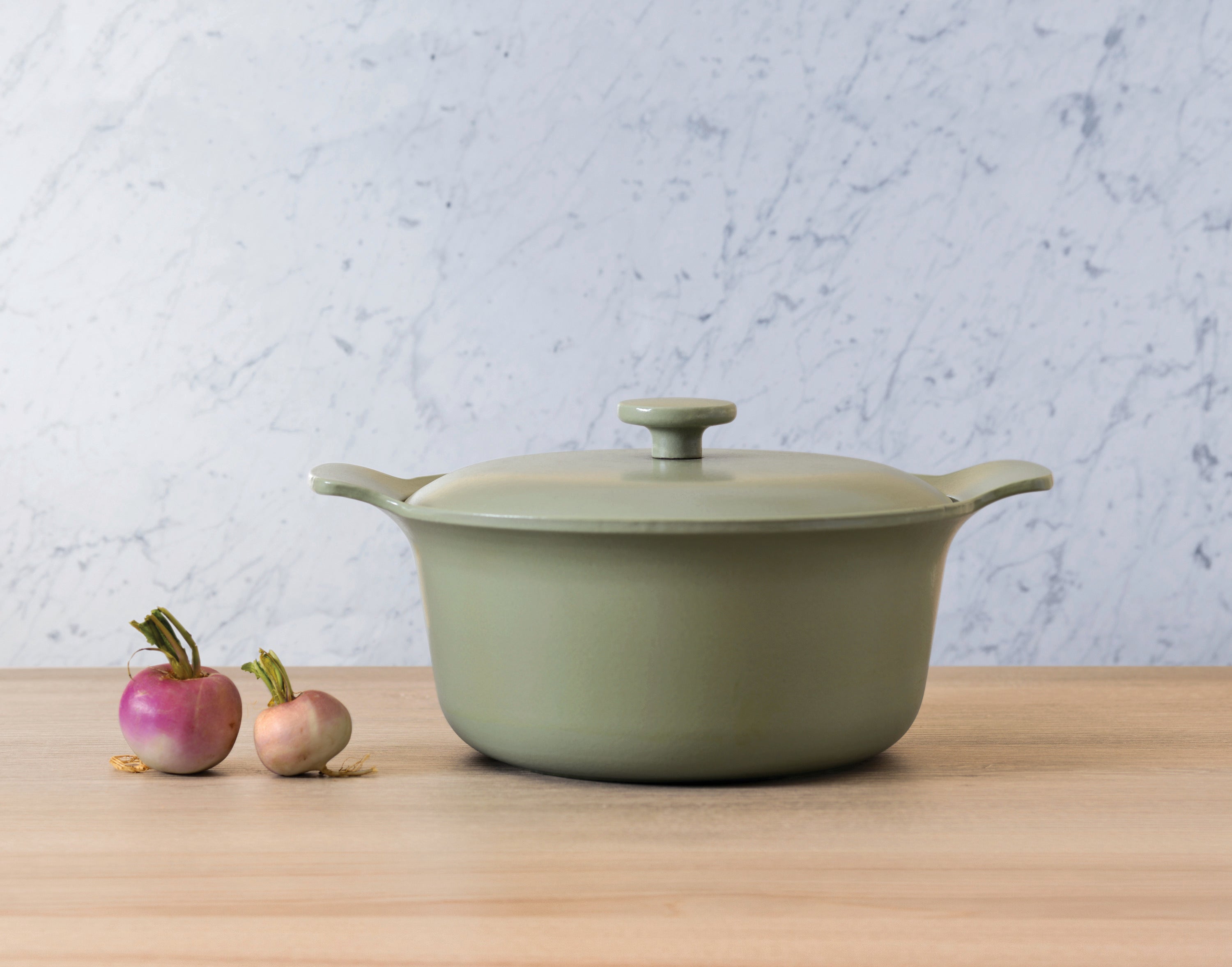BergHOFF Ron 10 4.4Qt Cast Iron Dutch Oven with Lid - Green Enameled Cookware for Soups, Stews & Braising - Perfect for Stovetop, Oven & Camping Cooking