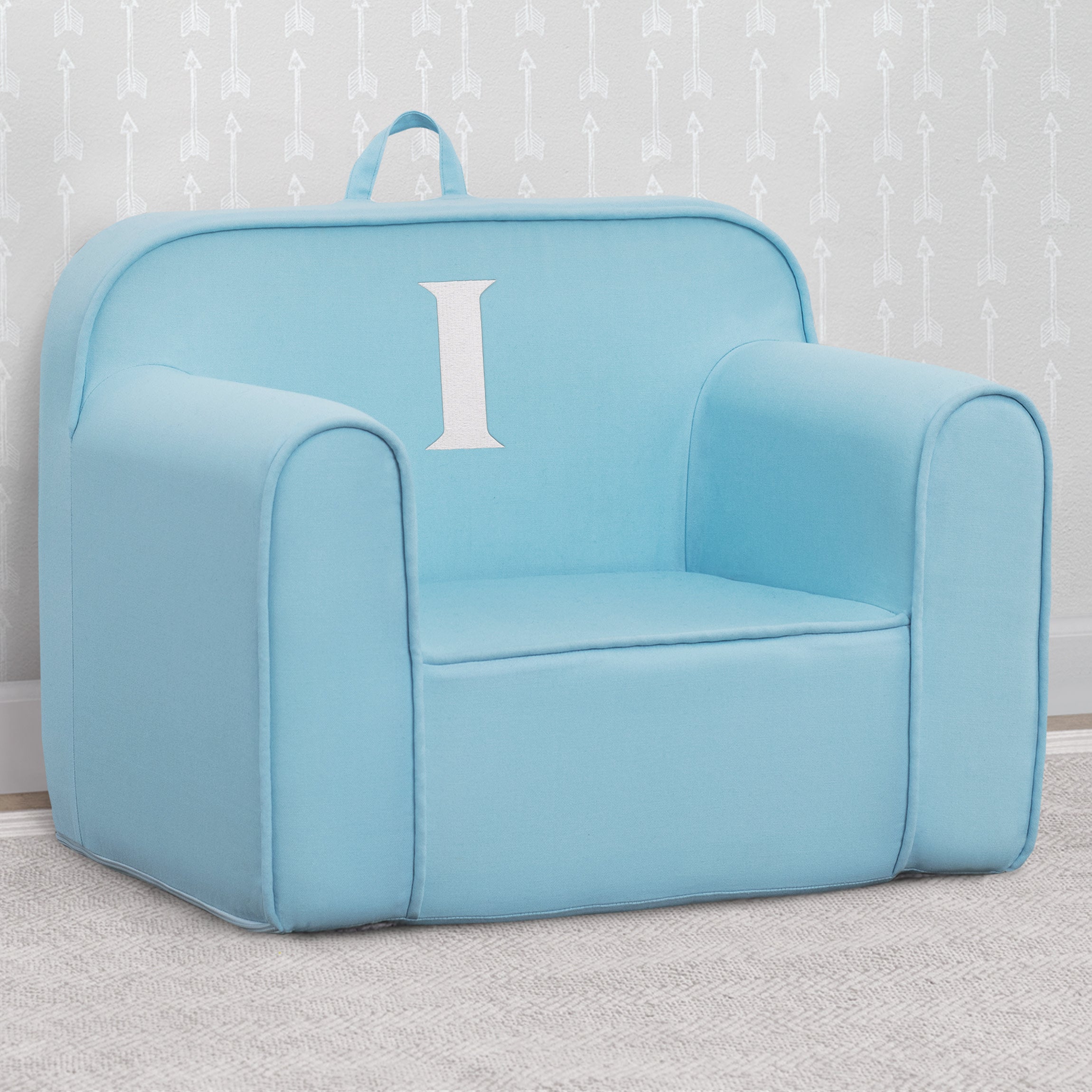 Personalized Monogram Light Blue Cozee Chair - Custom Plush Recliner for Living Room, Nursery & Office - Cozy Reading & Relaxation Seat
