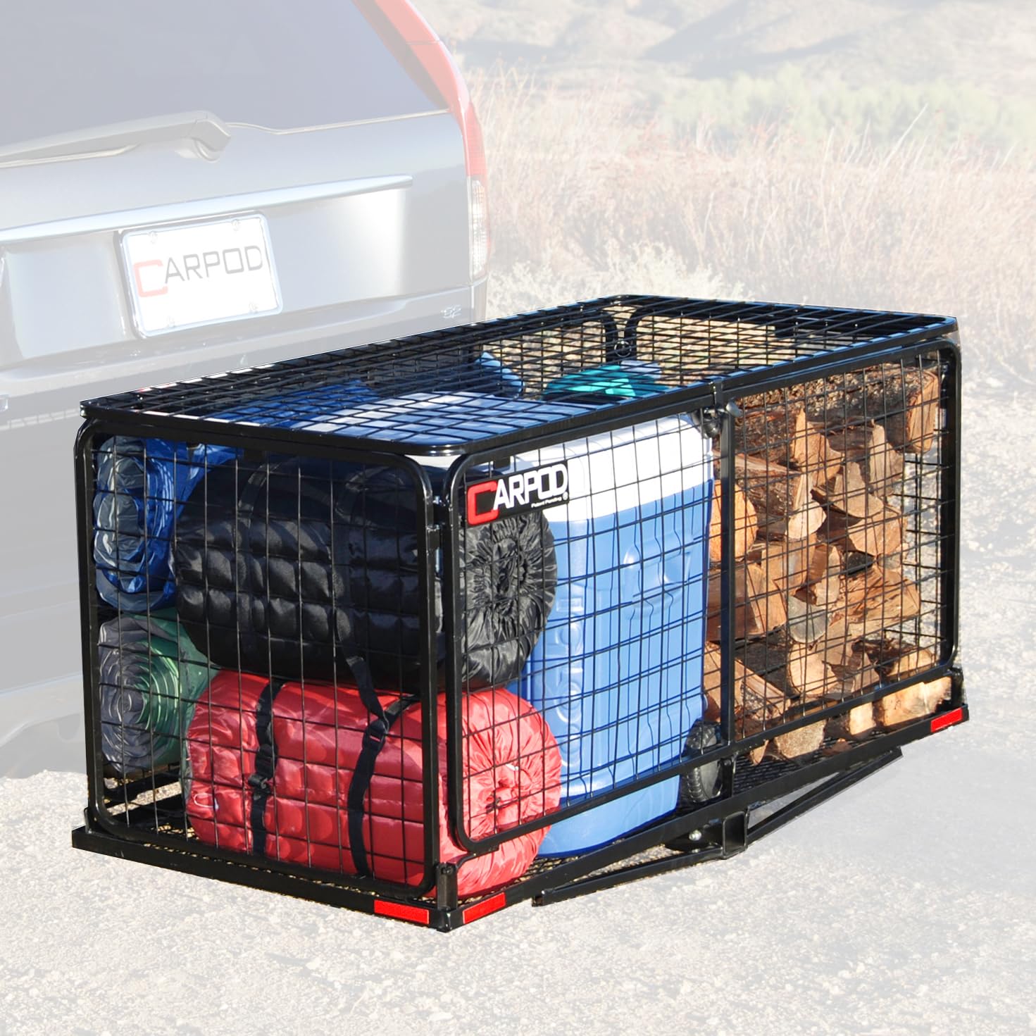 Lockable Carpod Cargo Carrier Hitch Basket - 14 cu ft Storage, 450 lb Capacity | Durable Galvanized Steel Frame | Folds Flat for Easy Storage | True 2