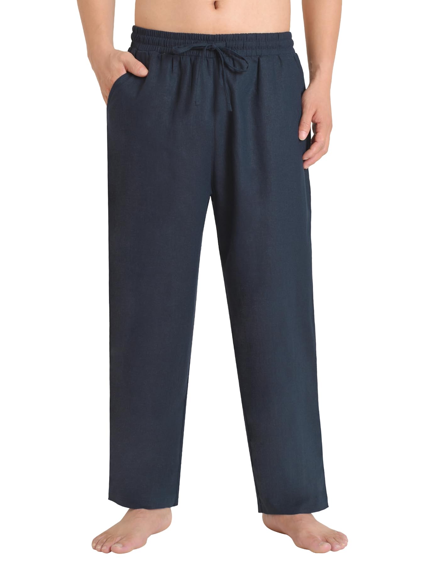 Breathable Weintee Men's Linen Beach Pants with Pockets - Lightweight Summer Casual Wear for Vacation, Travel & Lounge