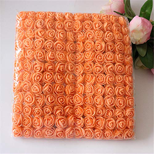144-Piece Mini Foam Rose Flowers for Crafts - 2cm Artificial Rose Bouquet for Wreaths, Wedding Decorations, Scrapbooking & DIY Projects - Multicolor Fake Roses (Orange) - Perfect for Home Decor, Party Centerpieces & Gift Wrapping