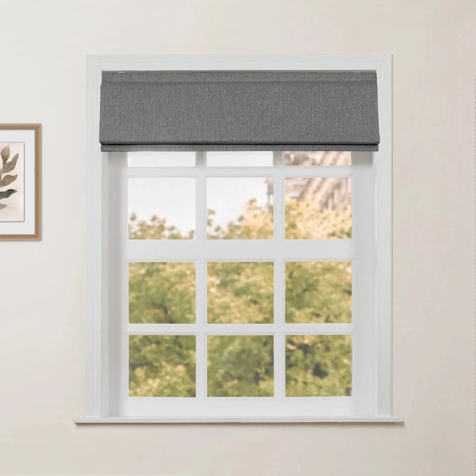 Ron Linen Cotton Herringbone Roman Shade - Cordless Window Treatment for Living Room, Bedroom & Office (Blackout/Sheer Options)