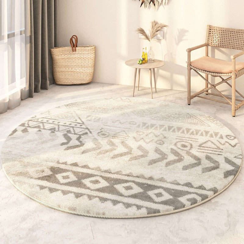 Modern Geometric Round Rugs for Bedroom, Living Room & Coffee Table - Abstract Contemporary Circle Carpet for Sofa & Floor Decor - Perfect for Boho, Mid-Century & Minimalist Home Styling