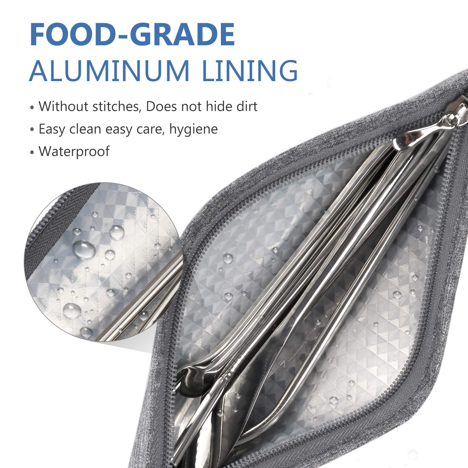 Eco-Friendly Reusable Straw Pouch Case - Portable Carrying Holder for Metal, Paper, Plastic, Disposable & Silicone Straws - Perfect for Tumbler Cups, Stainless Steel Straws & Chopsticks (Grey) - Ideal for Travel, Picnics & Eco-Conscious Lifestyles