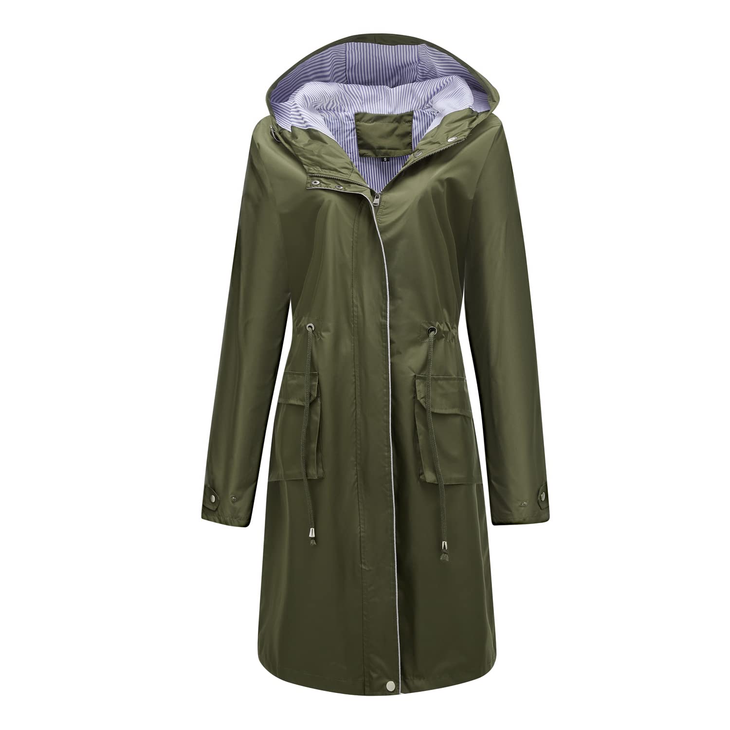 Waterproof Lightweight Women's Rain Jacket with Hood - Long Windbreaker Trench Coat for Outdoor Hiking, Commuting & Travel