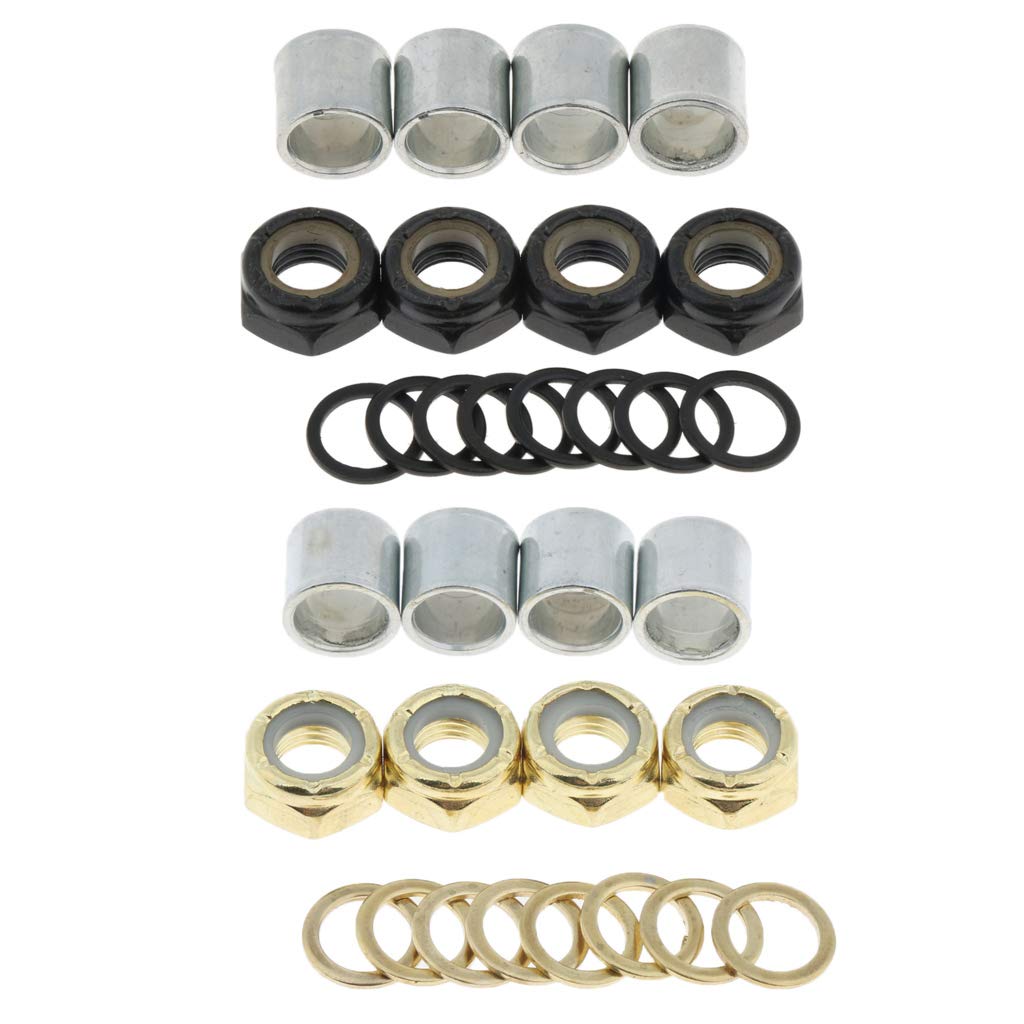 High-Performance Skateboard Washers - Premium Truck Axle Rings, Nuts & Bearing Kit for Smooth Riding | Perfect for Street Skating, Park Tricks & Longboard Cruising