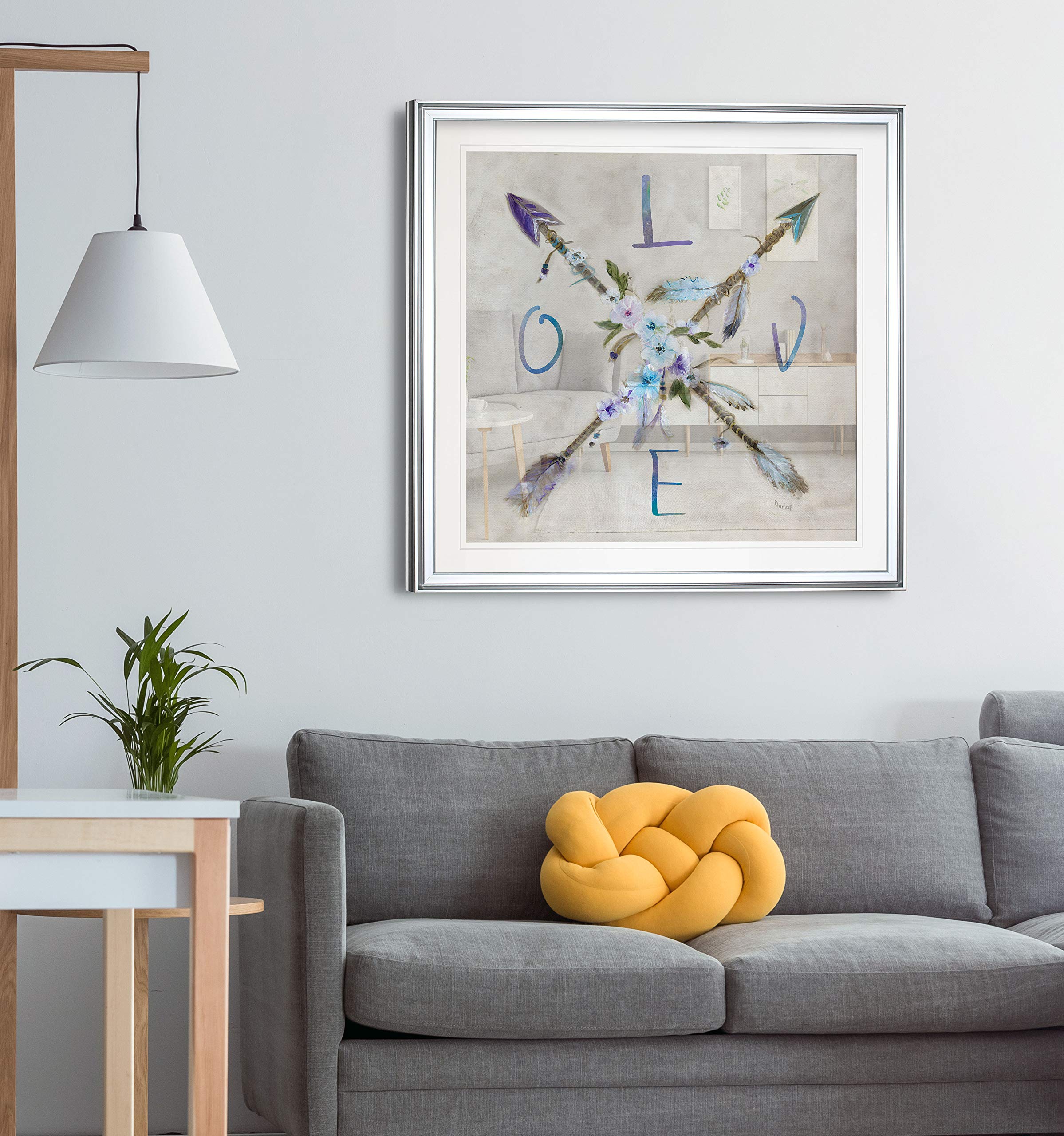 Boho Arrow Love Inspirational Wall Art - Framed Canvas Prints with Feather & Flower Designs for Home Decor | Perfect for Living Room, Bedroom & Office