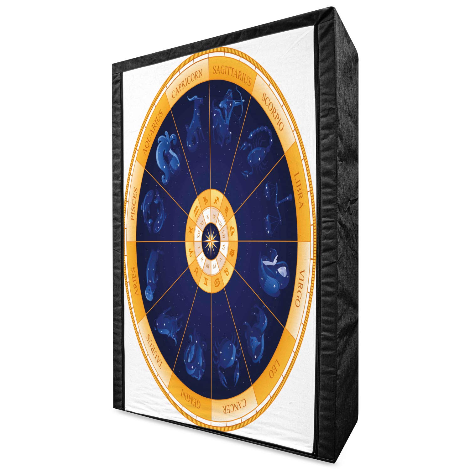Ambesonne Astrology Portable Fabric Wardrobe - Zodiac Horoscope Signs Wheel Design with Stars, 42.5