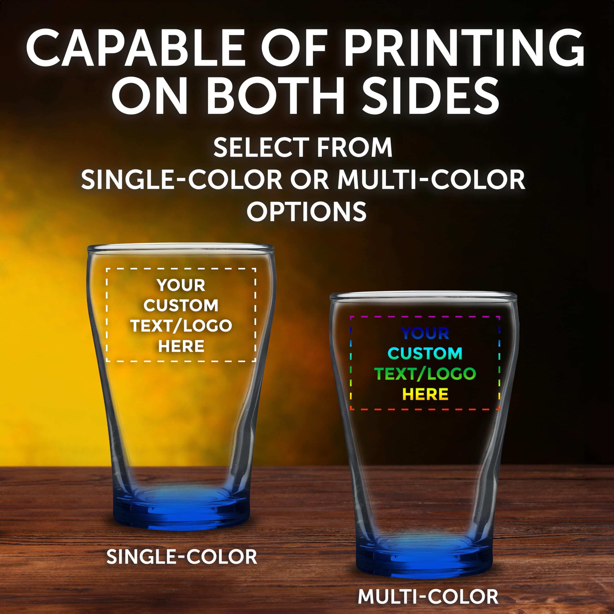 Custom Personalized Shot Glasses 5.5 oz (Set of 100) - Bulk Pack for Weddings, Parties, Birthdays & Events - Blue Glassware - Perfect for Bar, Club, Home Entertaining & Gifts