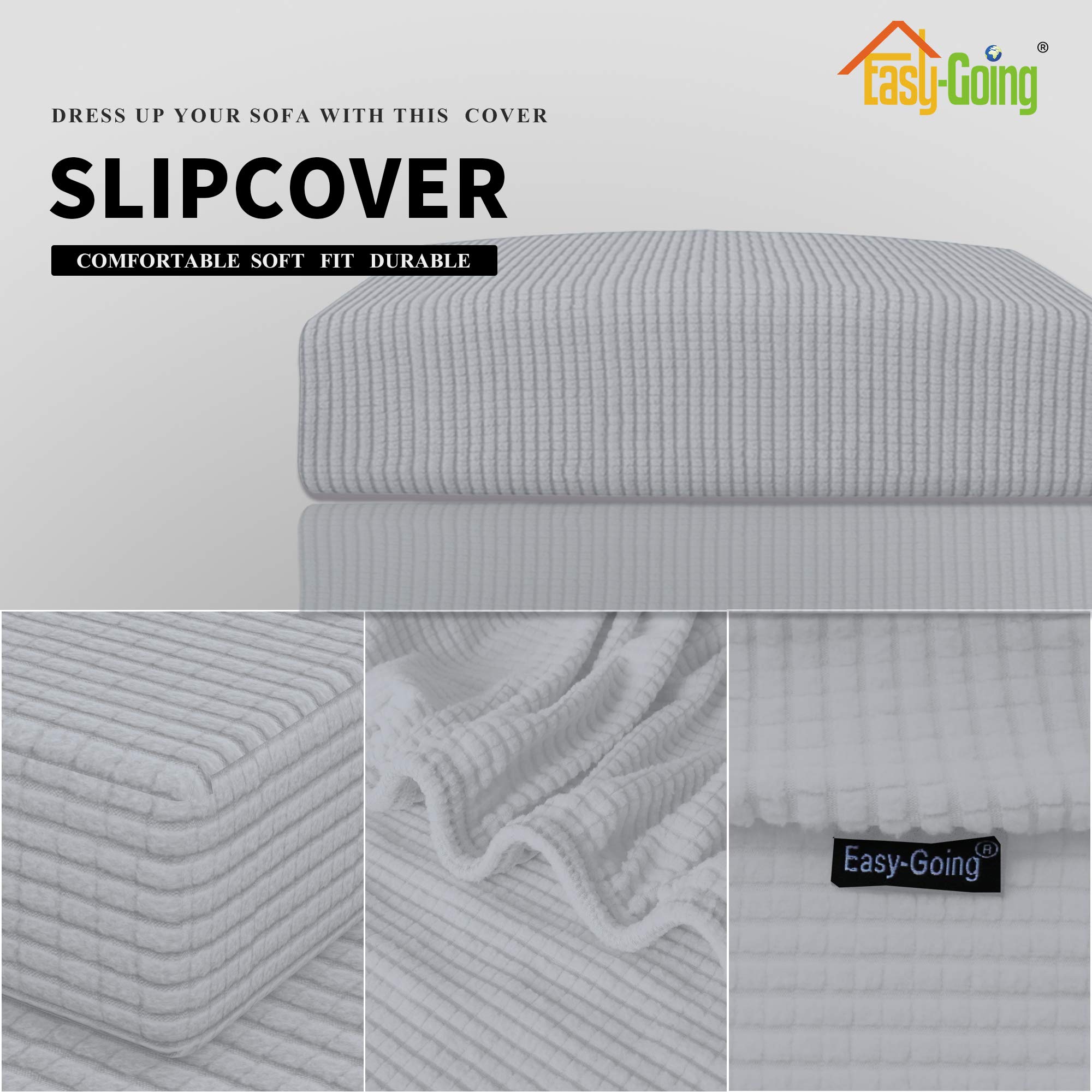 Premium Stretch Sofa Slipcover - Elastic Bottom Furniture Protector for Couch & Chair Cushions - Soft, Flexible & Durable (Silver Gray) - Perfect for Living Room, Office & Home Decor