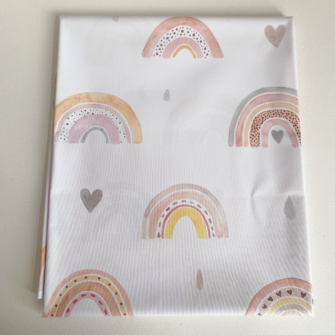 Beau Pink Rainbow Print Splash Mat - Waterproof Baby Splash Mat for High Chair, Floor & Playtime - Easy Clean Feeding Mat for Toddlers & Kids