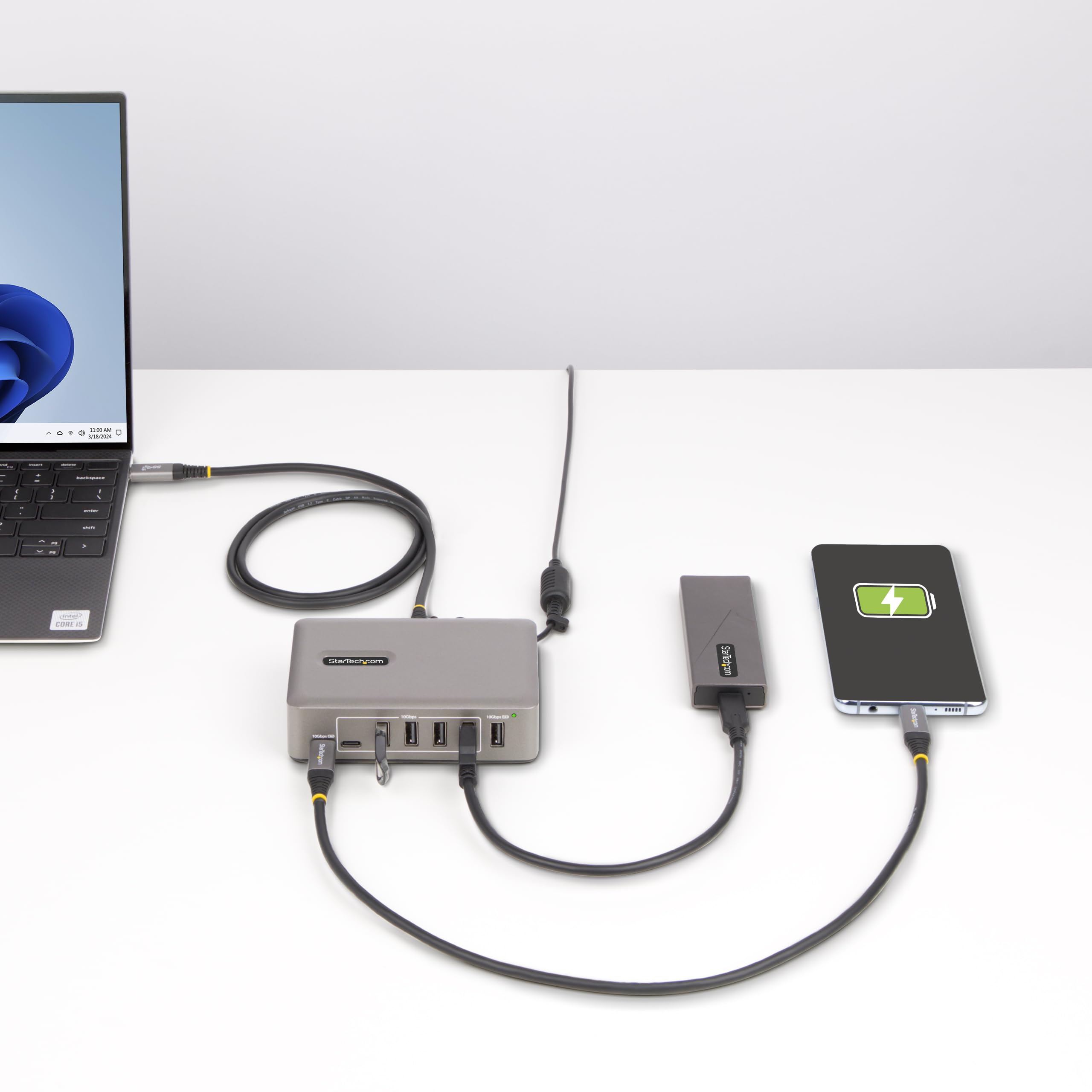 StarTech.com 10-Port USB-C Hub with 8 USB-A & 2 USB-C Ports - 65W Power Supply - USB 3.1 10Gbps High-Speed Data Transfer - Desktop & Laptop USB Hub - USB-IF Certified with 3ft Locking Cable - TAA Compliant - Perfect for Home Office, Gaming & Multi-Device Charging