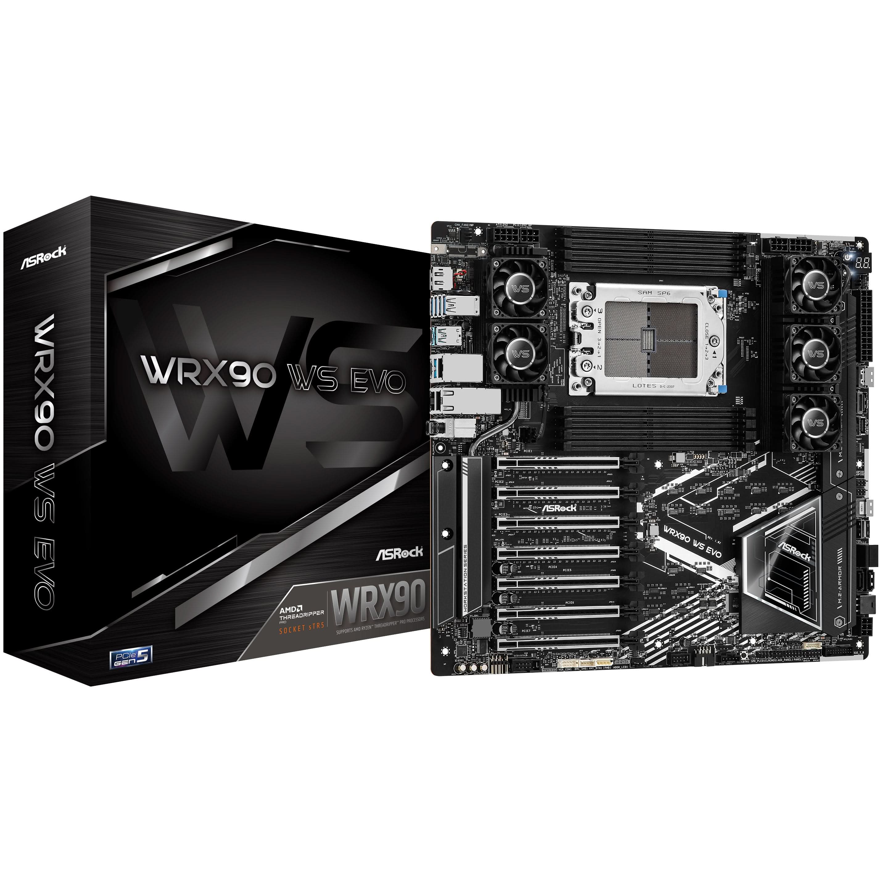 ASRock WRX90 WS EVO sTR5 EEB Workstation Motherboard - High-Performance AMD Ryzen Threadripper Pro Motherboard for Content Creation, 3D Rendering & Heavy Workloads