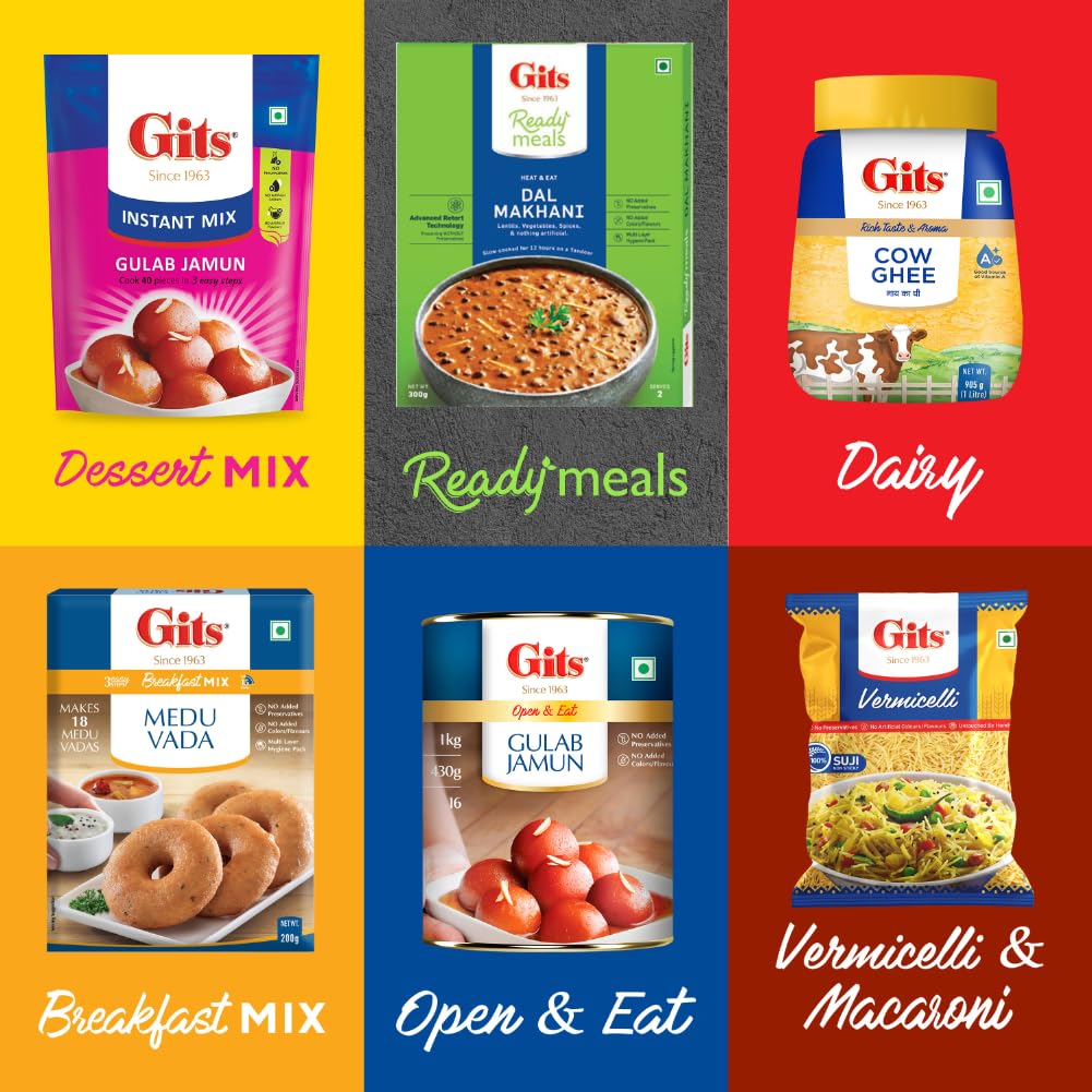 Gits Instant Khatta Dhokla Mix - 800g (Pack of 4 x 200g) | Authentic Indian Snack Mix | Vegetarian & Gluten-Free | Quick & Easy Dhokla Recipe for Breakfast, Party or Tea Time Snack